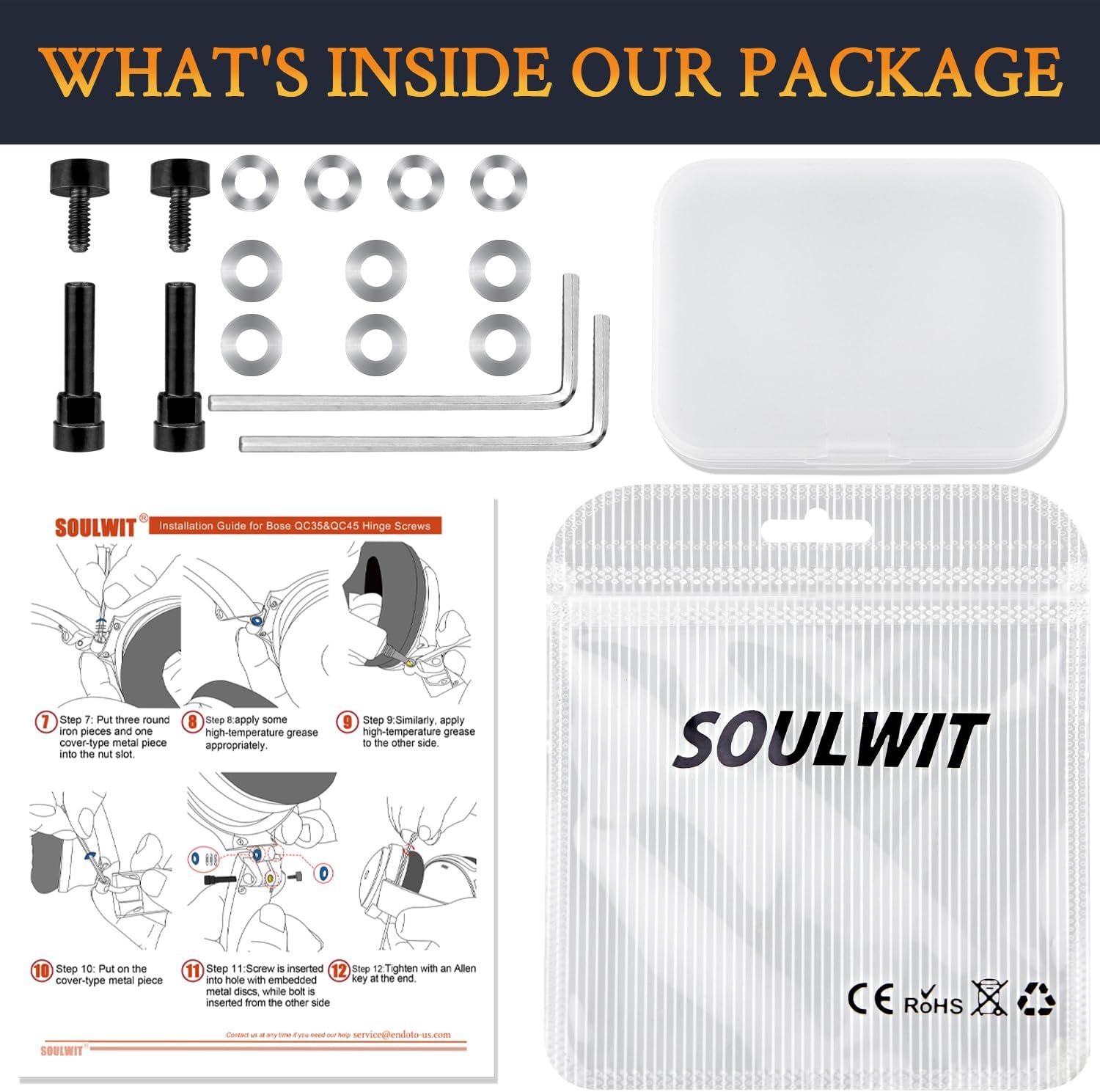 SOULWIT Hinge Screws Parts Kit for Bose QuietComfort 25