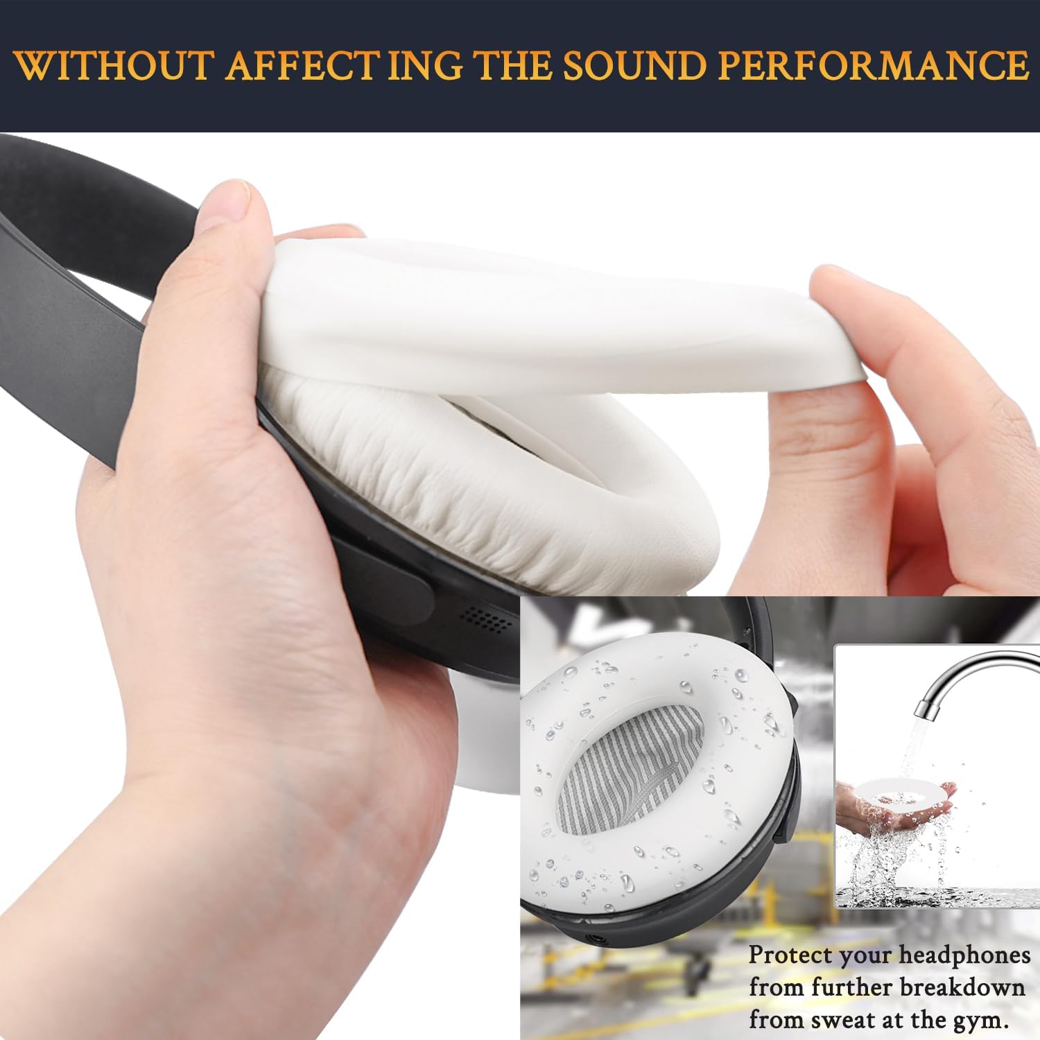 SOULWIT Earpads + Headband + Silicone Earpads Cover for Bose QuietComfort 35 Series