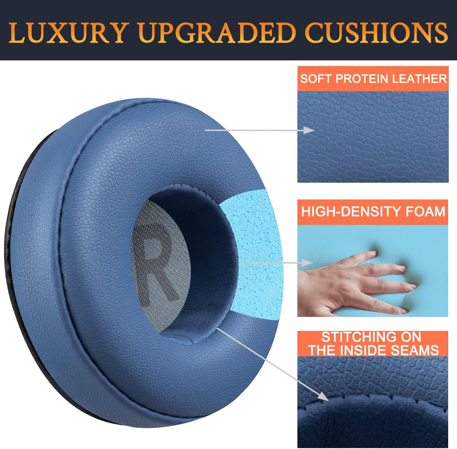 SOULWIT Earpads for JBL Tune 450BT/460BT/500BT/510BT/520BT/525BT/570BT, JR300BT, JR310BT, Junior 320BT, E40BT - Protein Leather