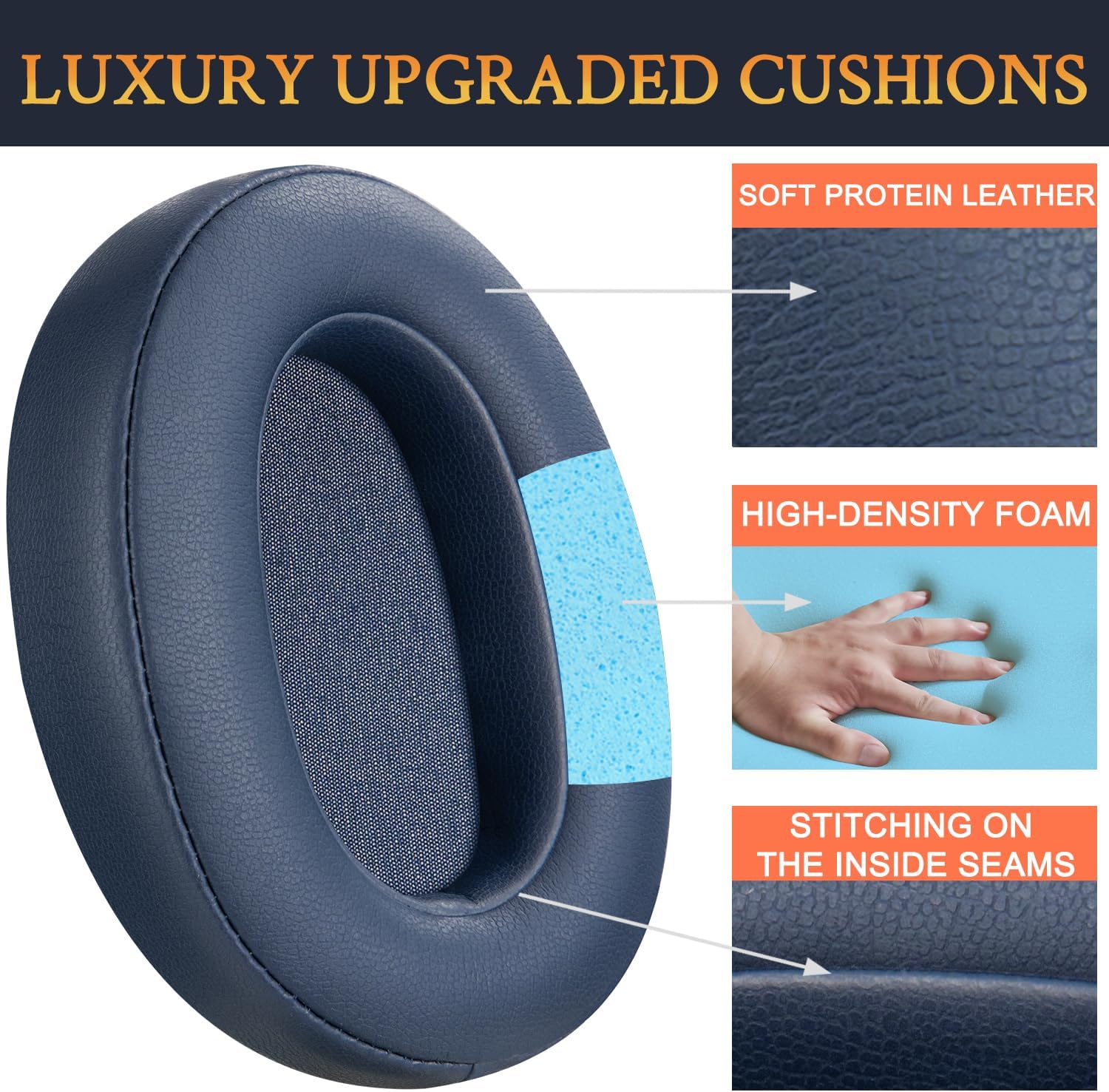 SOULWIT Earpads for Sony WH-XB900N, WH-CH710N, WH-CH720N, WH-RF400, MDR-RF895RK - Protein Leather