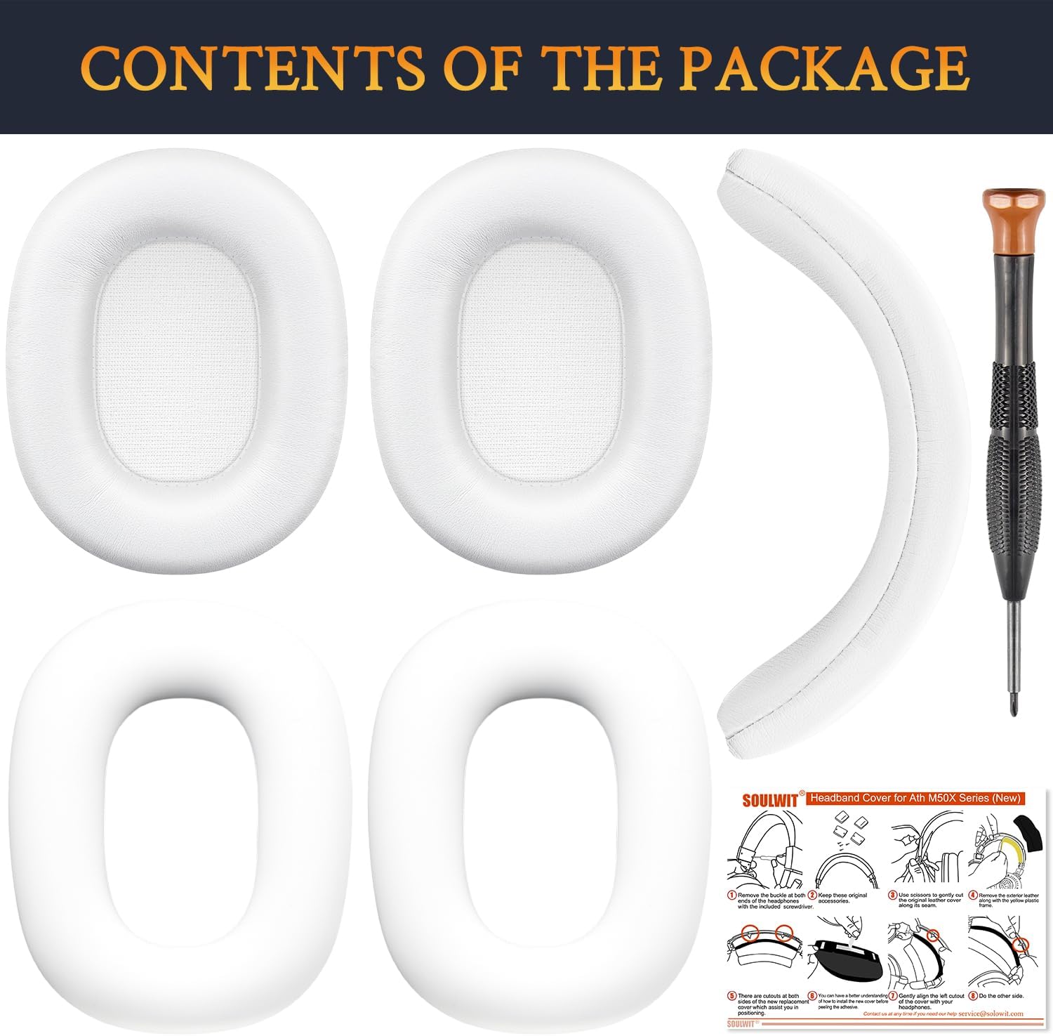 SOULWIT Earpads + Ear Cover+ Headband for ATH M50, M50X, M50XBT, M50XBT2, M50XSTS
