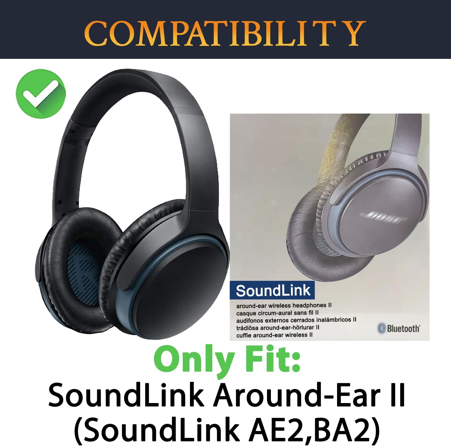 SoloWIT Earpads for Bose SoundLink Around-Ear Wireless Headphones II (AE2 Wireless) - Protein Leather