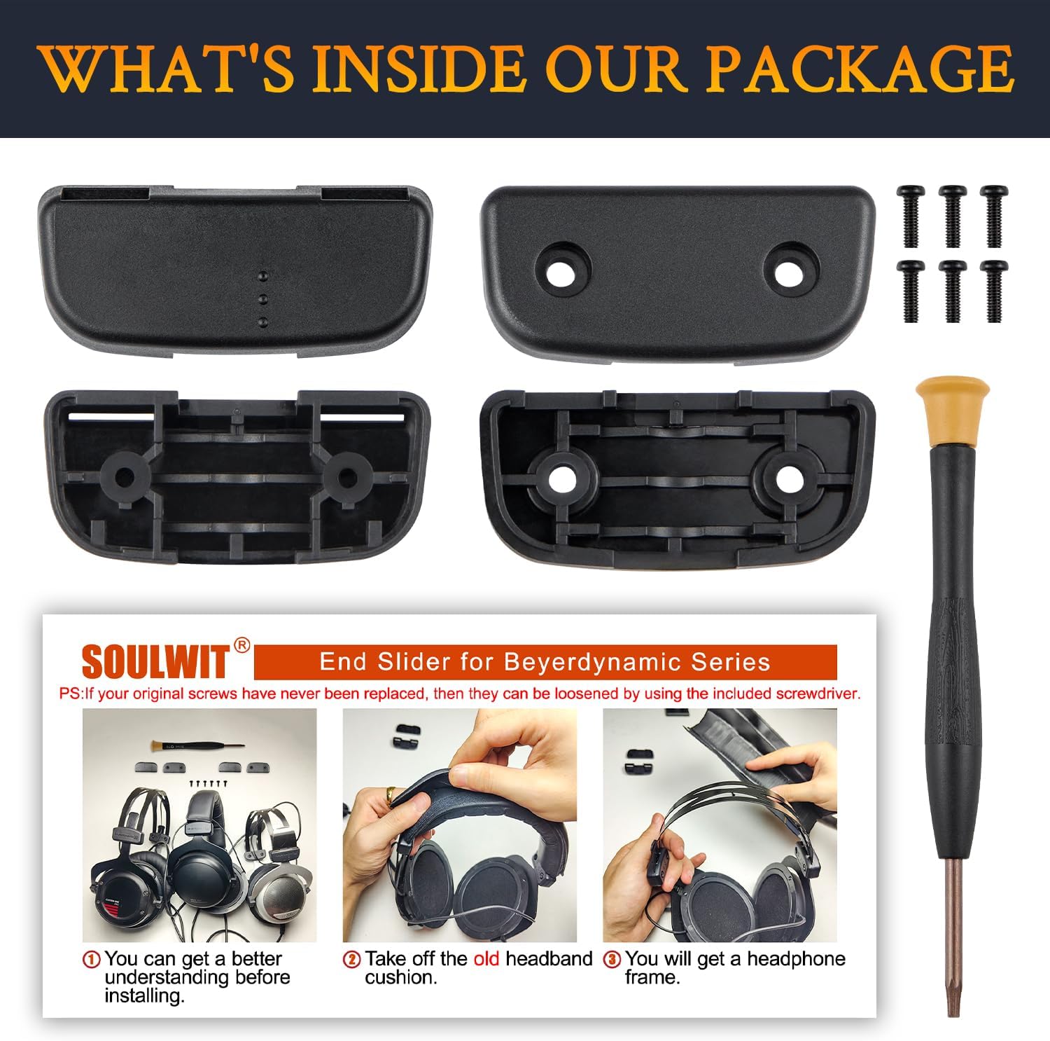 SOULWIT Headband Side Cover Slider for Beyerdynamic DT 770 Pro / 770 Pro HT, DT 880 / 880 Pro / 880 Pro HT, DT 990 / 990 Pro, DT 790, DT 797, HS 200 Dyn/Rotor/Trend