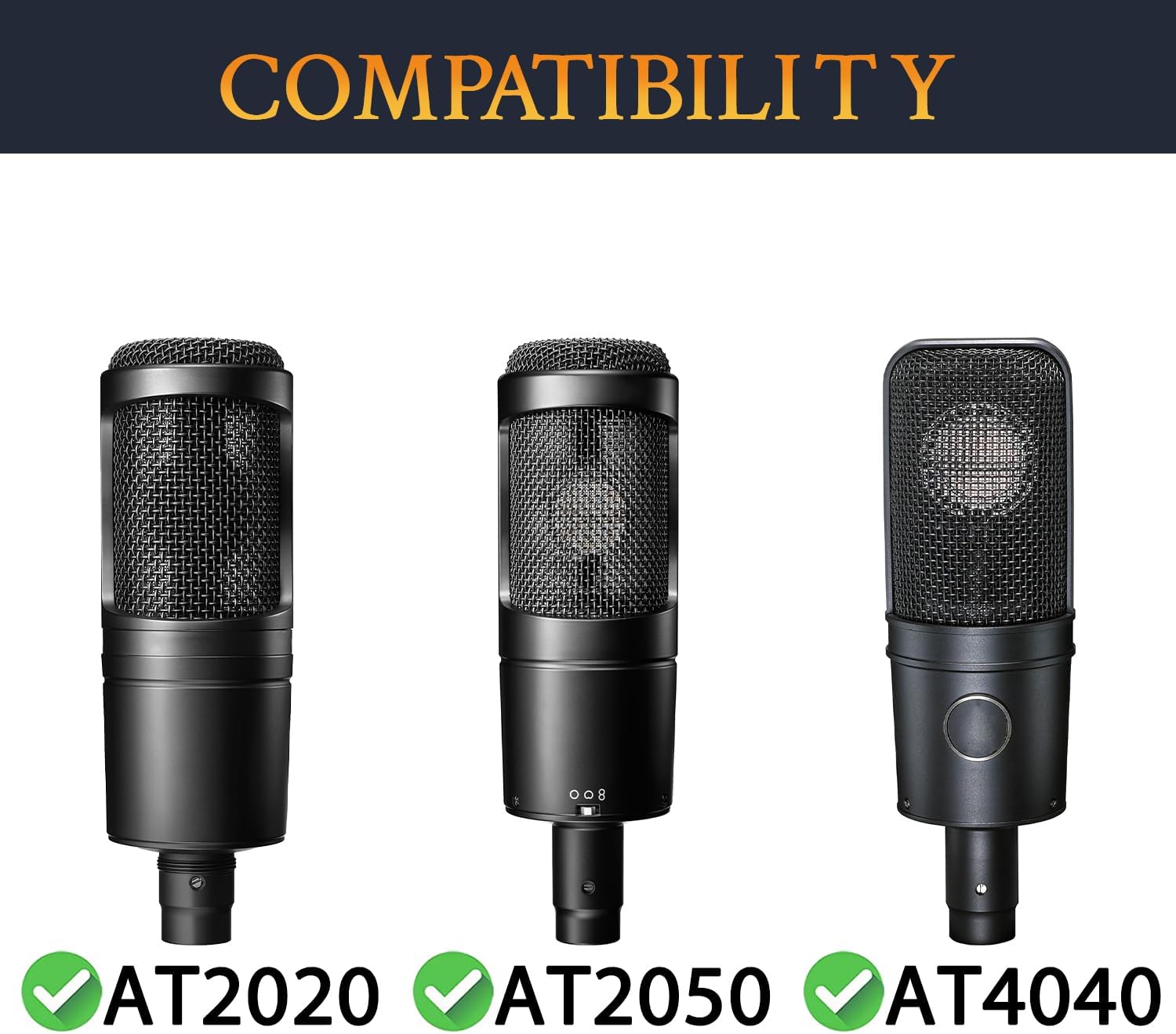 SOULWIT 2Pcs Microphones Pop Filter for Audio-Technica AT2020/AT2050/AT4040