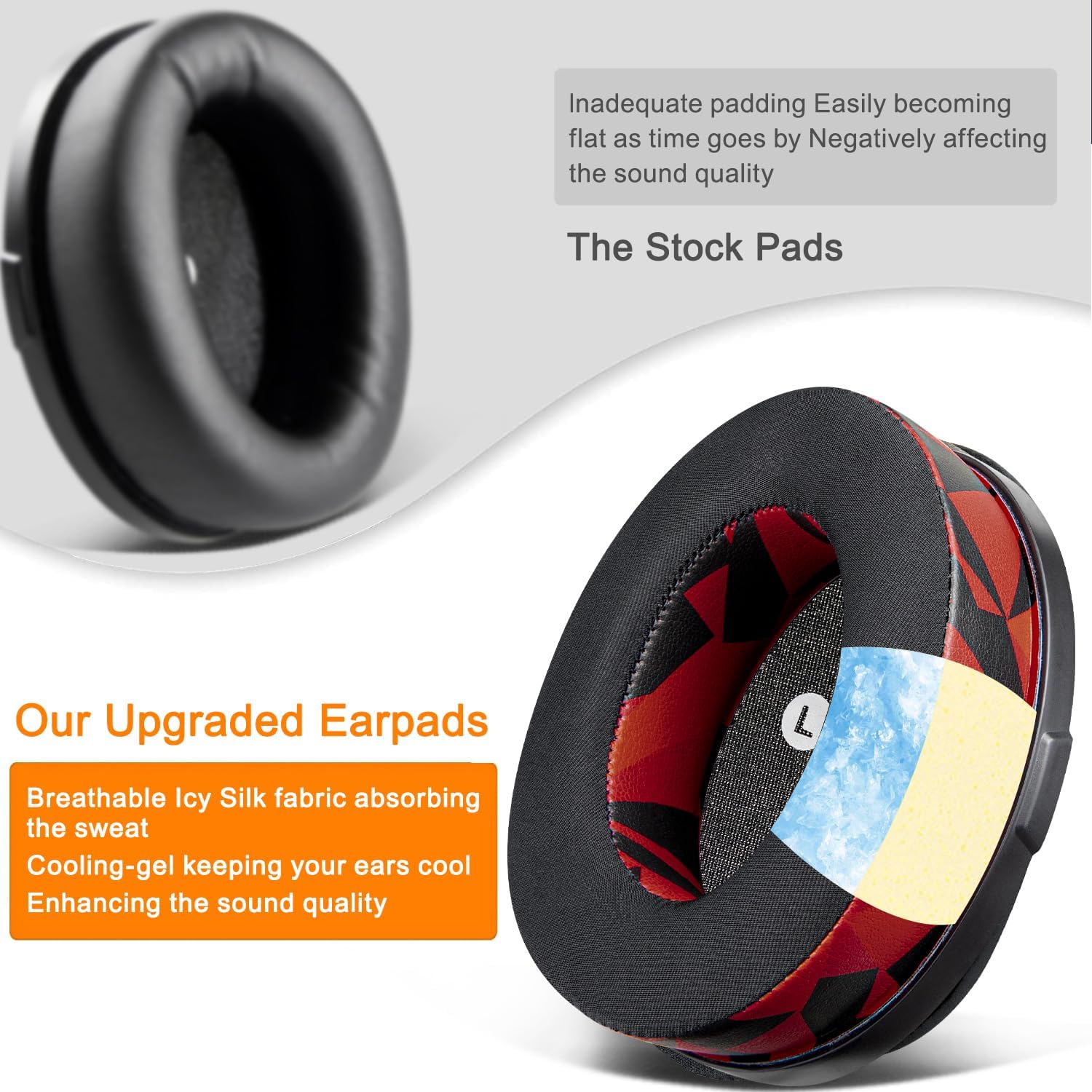 SOULWIT Earpads for Audeze Penrose/Penrose X/Mobius, HyperX Cloud Orbit/Orbit S  - Cooling Gel