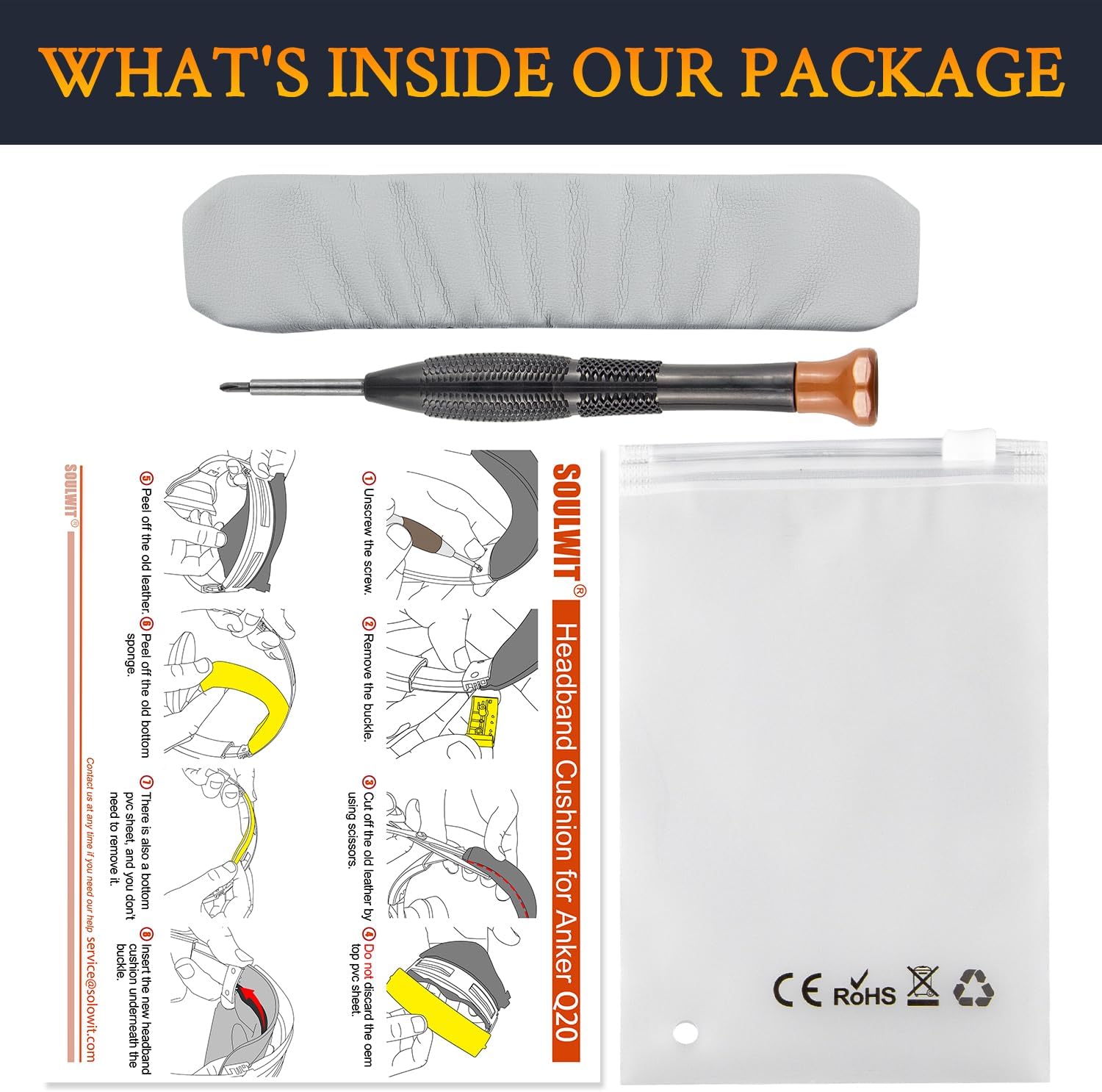 SOULWIT Headband for Anker Soundcore Life 2 / Life Q20 / Life Q20+ / Q20i