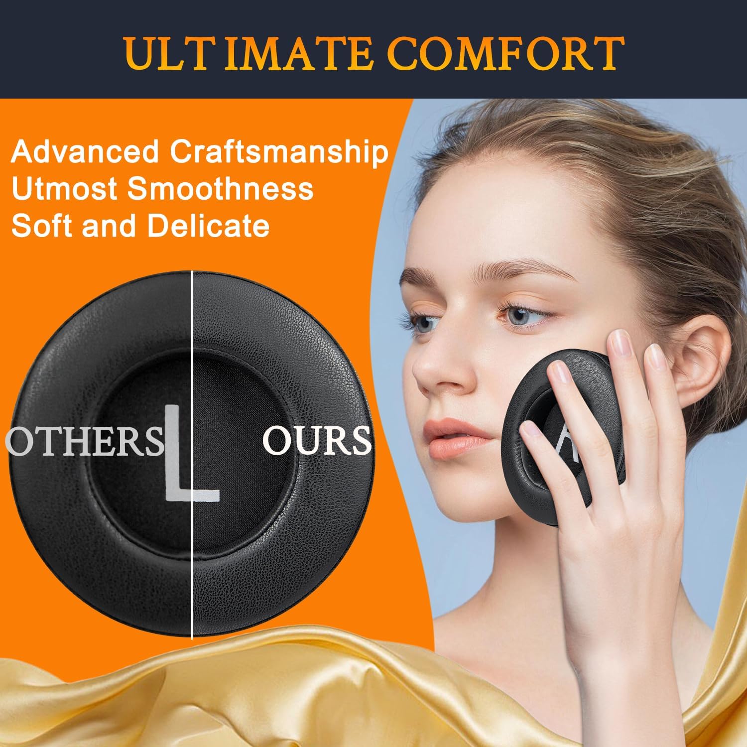 SOULWIT Earpads for ATH-A Closed-back Series, ATH-AD Open-air Series, R70X - Protein Leather