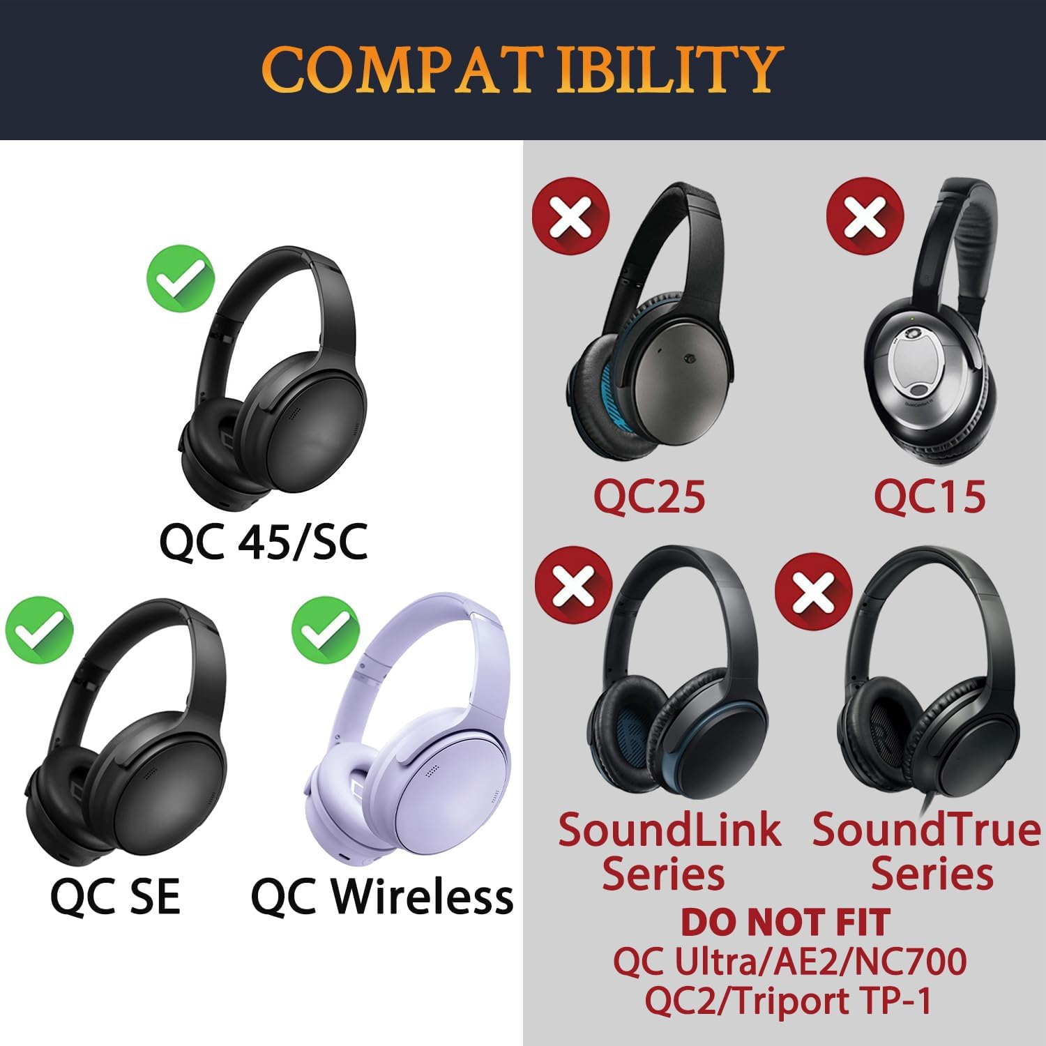 SOULWIT Headband for Bose QuietComfort 45 Series