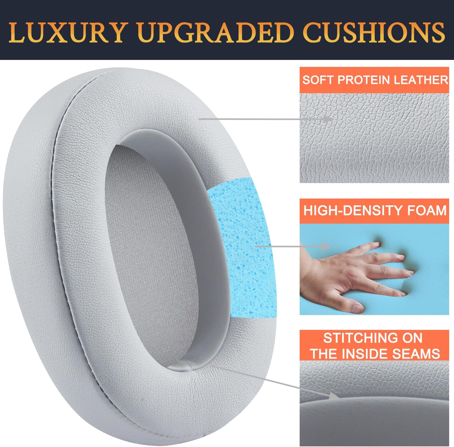 SOULWIT Earpads for Sony WH-XB900N, WH-CH710N, WH-CH720N, WH-RF400, MDR-RF895RK - Protein Leather