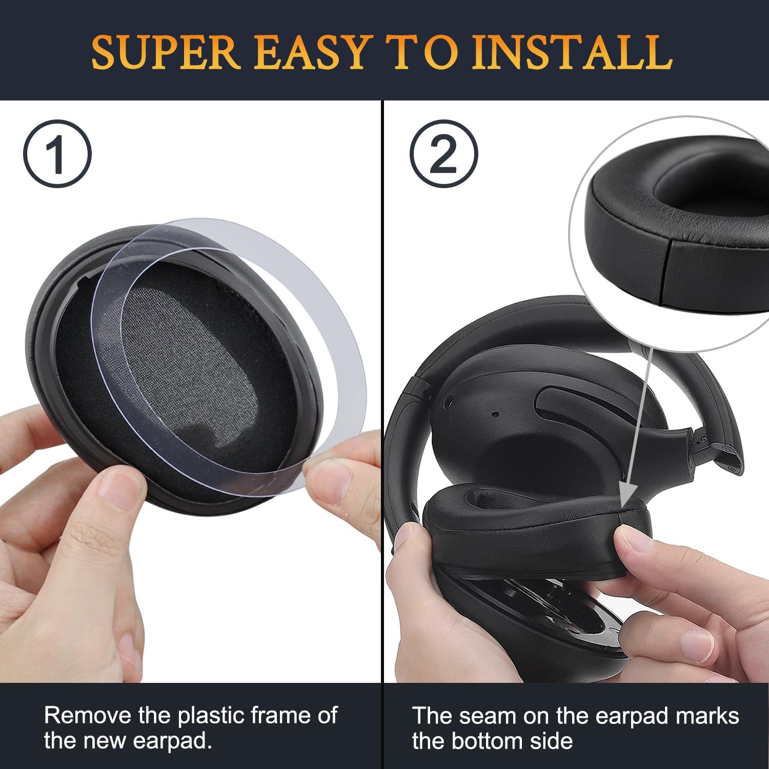 SOULWIT Earpads for Sony WH-XB900N, WH-CH710N, WH-CH720N, WH-RF400, MDR-RF895RK - Protein Leather