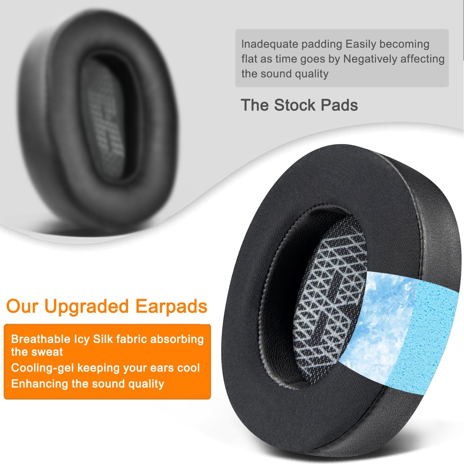 SOULWIT Earpads for JBL Live 500BT - Cooling Gel