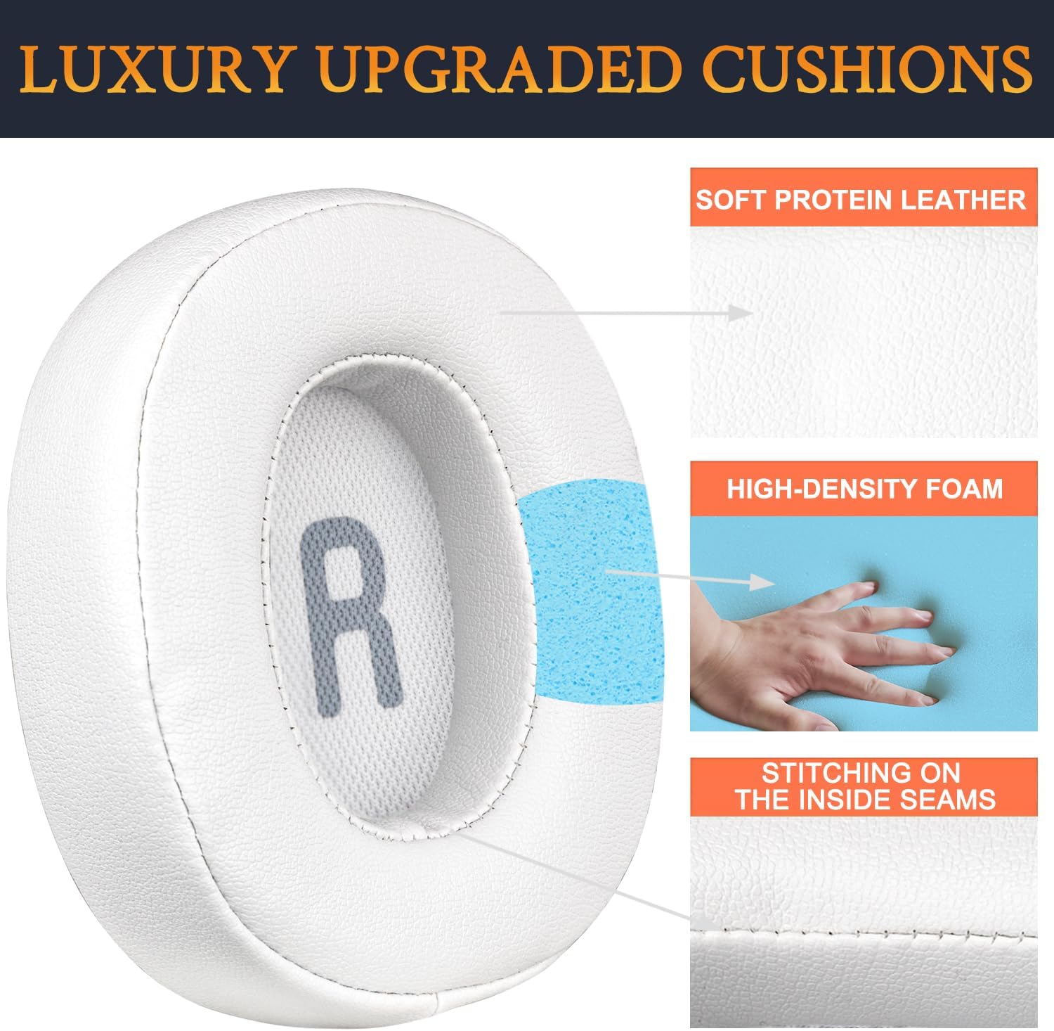 SOULWIT Earpads for JBL Tune 700BT, 710BT, 720BT, 750BTNC, 760NC, 770NC - Protein Leather