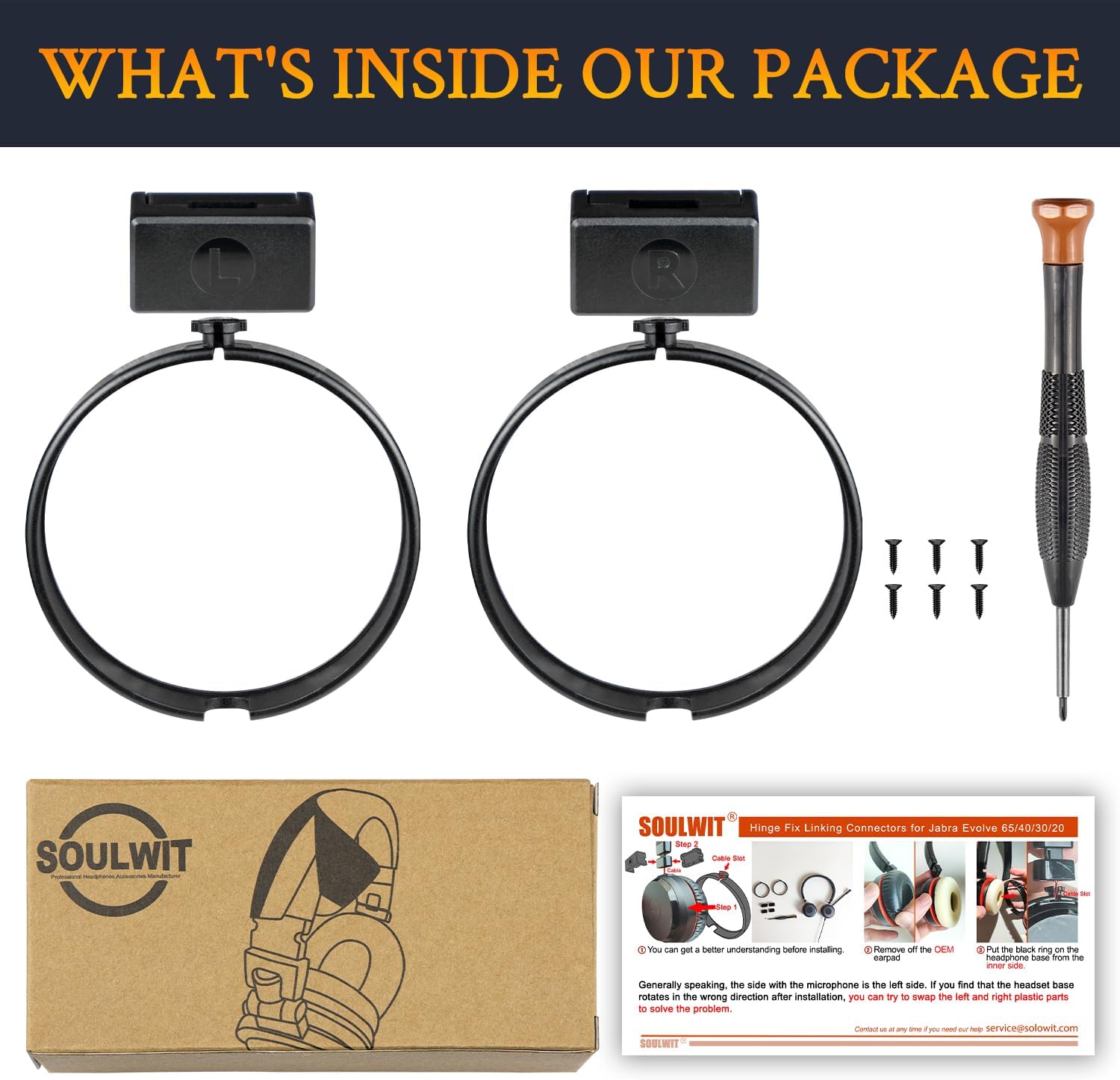 SOULWIT Hinge Swivel Connectors for Jabra Evolve 65/40/30/20