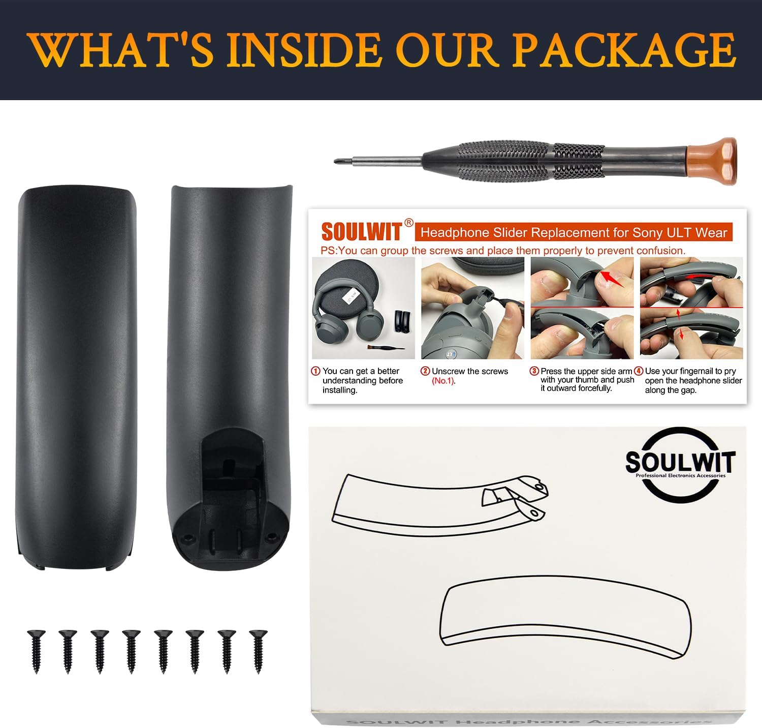 SOULWIT Headband Side Cover Slider for Sony ULT WEAR (Model: WH-ULT900N)