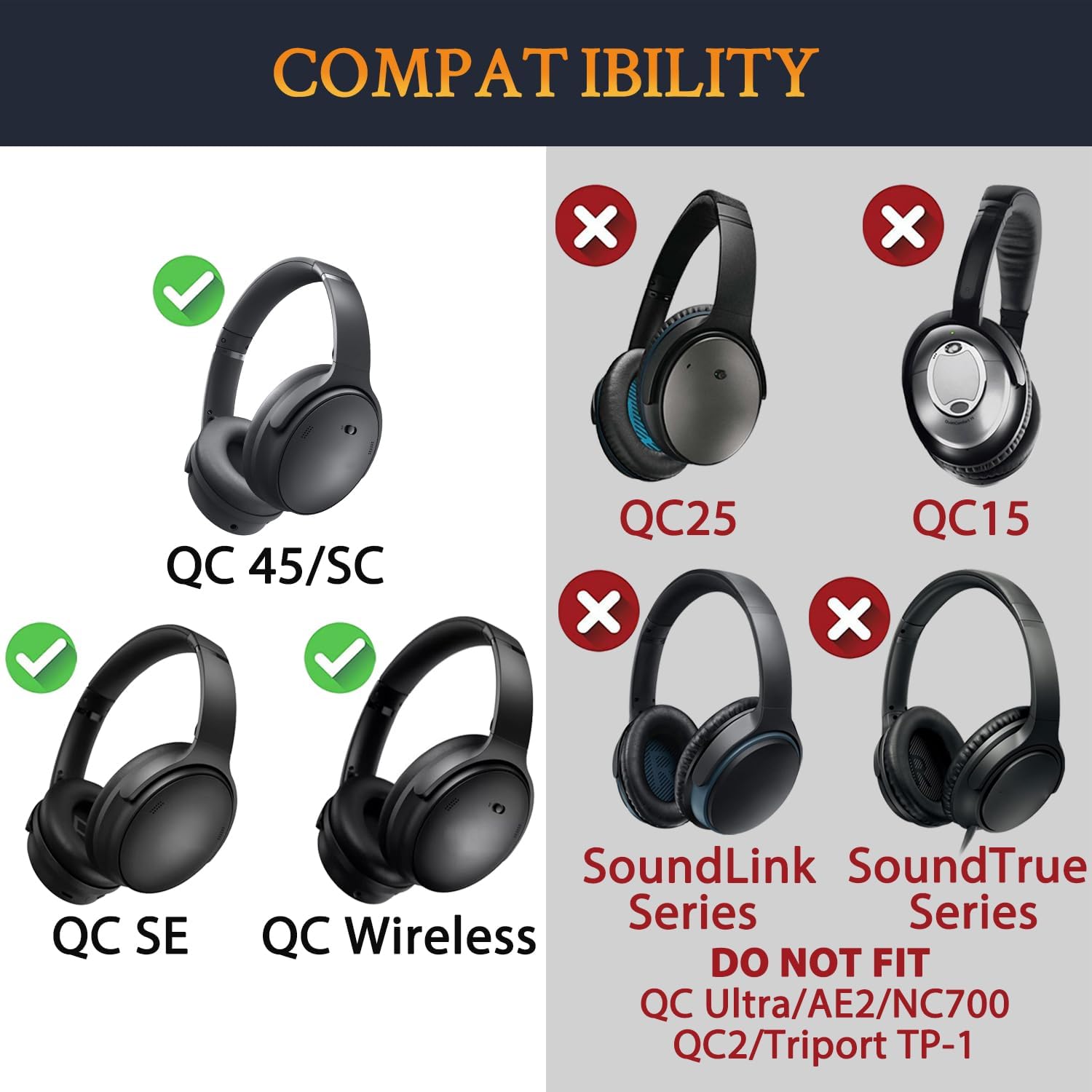 SOULWIT Headband for Bose QuietComfort 45 Series