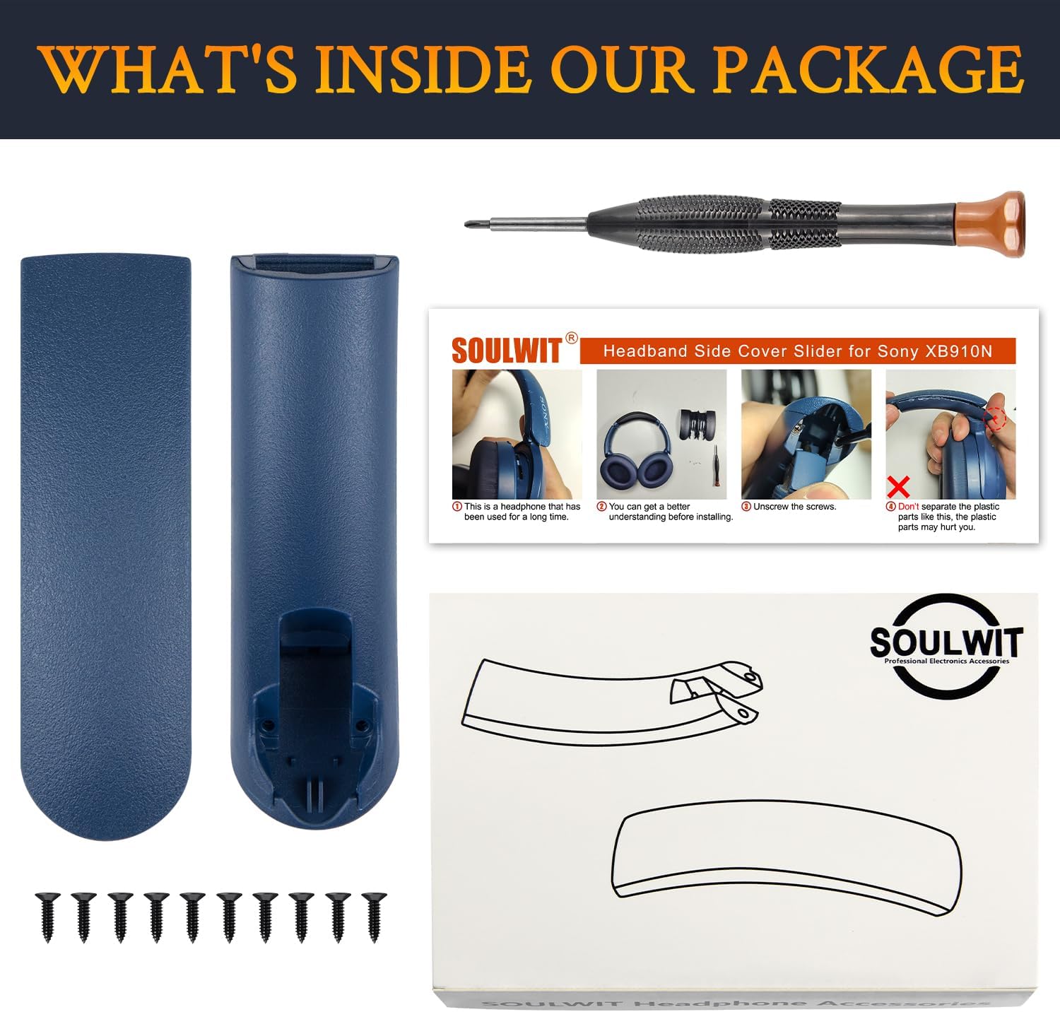 SOULWIT Headband Side Cover Slider for Sony WH-XB910N