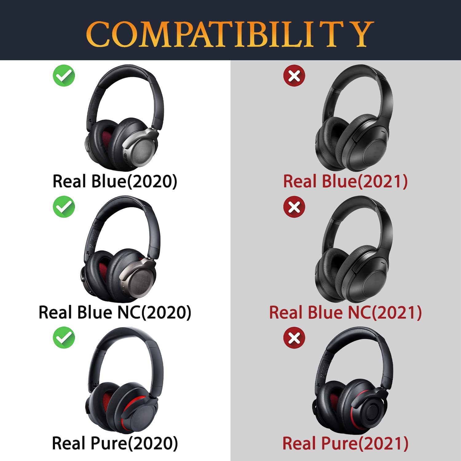 SOULWIT Earpads for Teufel REAL BLUE NC (2020), REAL BLUE (2020), REAL PURE (2020) - Protein Leather