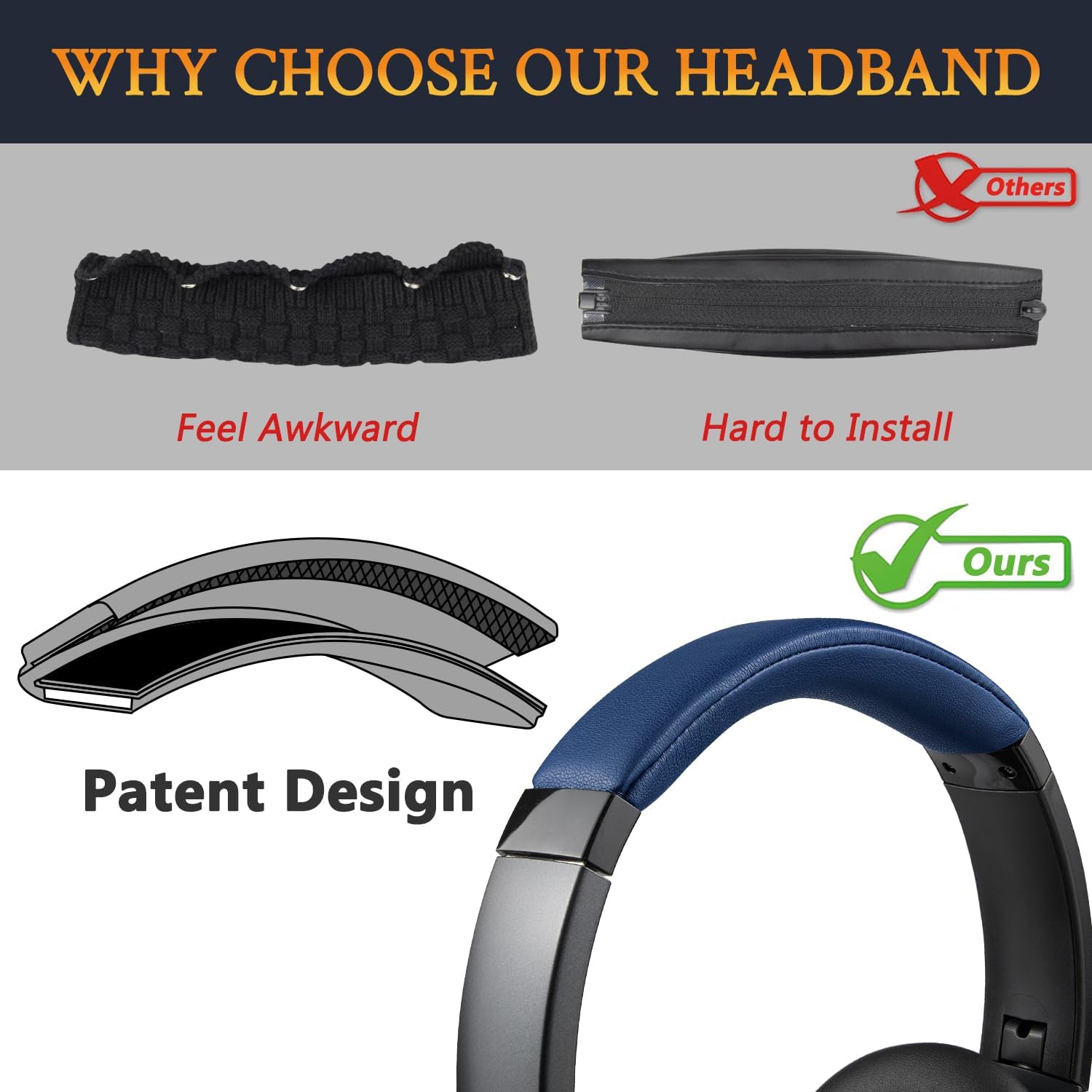 SOULWIT Headband for Anker Soundcore Life 2 / Life Q20 / Life Q20+ / Q20i