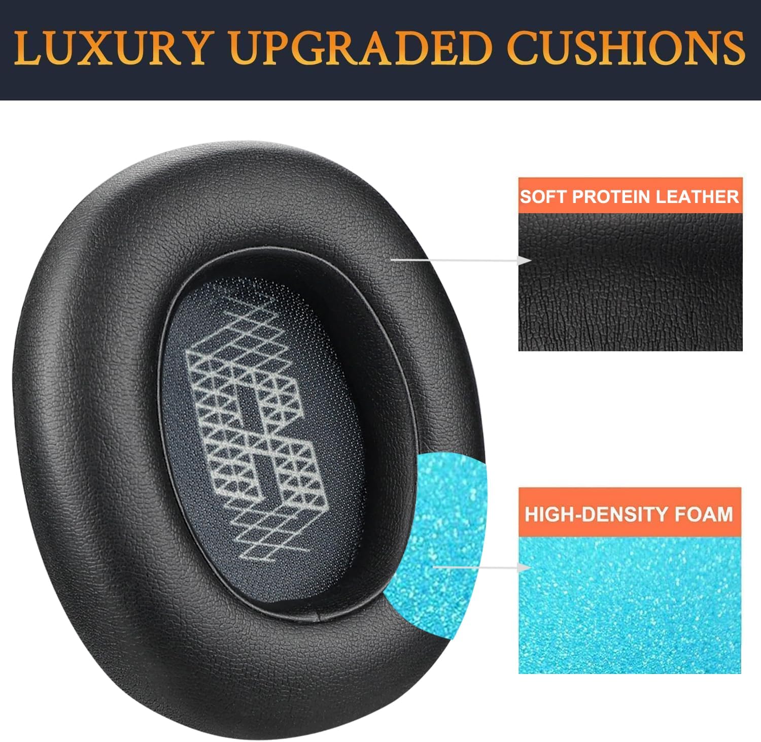 SOULWIT Earpads for JBL E65BTNC, Live 650BTNC, Live 660NC, Live 770NC, Duet NC - Protein Leather
