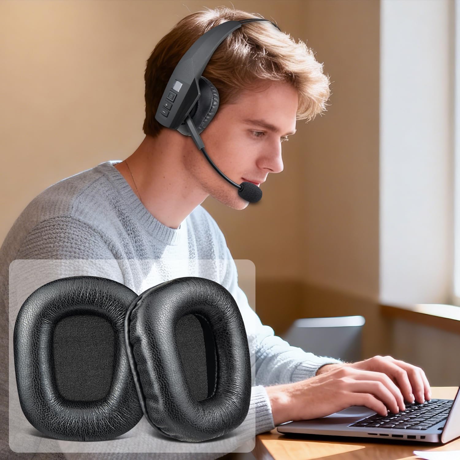 SOULWIT Earpads for BlueParrott B350-XT - Protein Leather