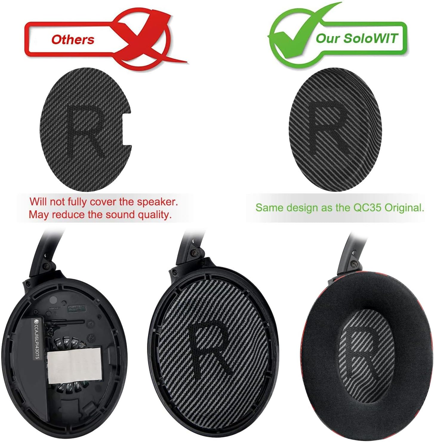SoloWIT Earpads for Bose QuietComfort 35 Series - Cooling Gel