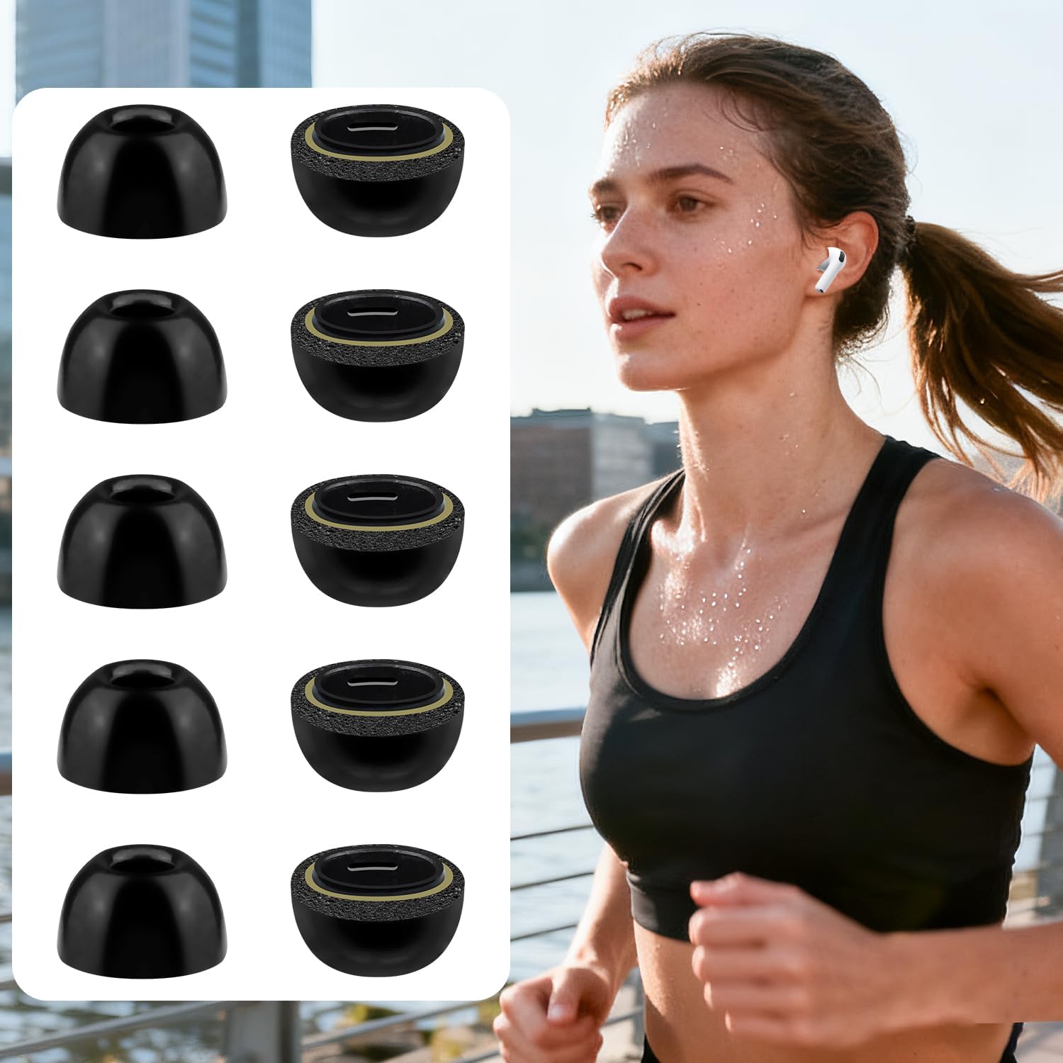 SOULWIT Memory Foam Ear Tips for AirPods Pro 3 - 5 pairs