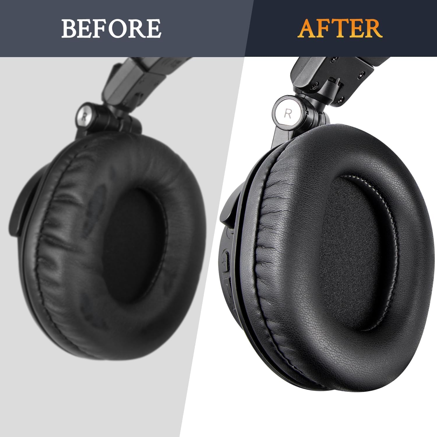 SOULWIT Earpads for Audio-Technica ATH M50, M50X, M50XBT, M50XBT2, M50XSTS, M40x, M30x, M20xBT, M20X, SX1, MSR7 Monitor - Protein Leather