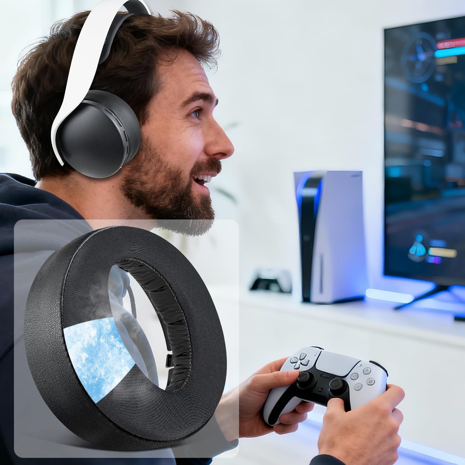 SOULWIT Earpads for Sony PlayStation 5 Pulse PS5 3D - Cooling Gel
