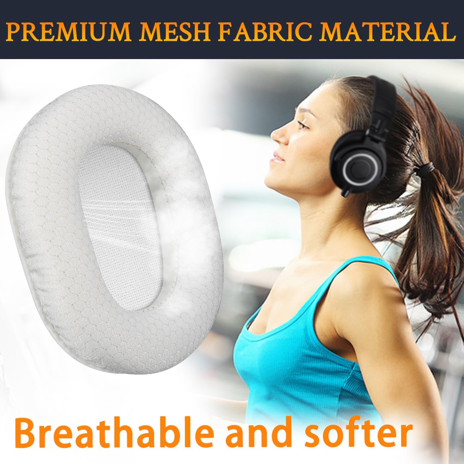SOULWIT Earpads for Audio-Technica ATH M50, M50X, M50XBT, M50XBT2, M50XSTS, M40x, M30x, M20xBT, M20X, SX1, MSR7 Monitor - Mesh Fabric
