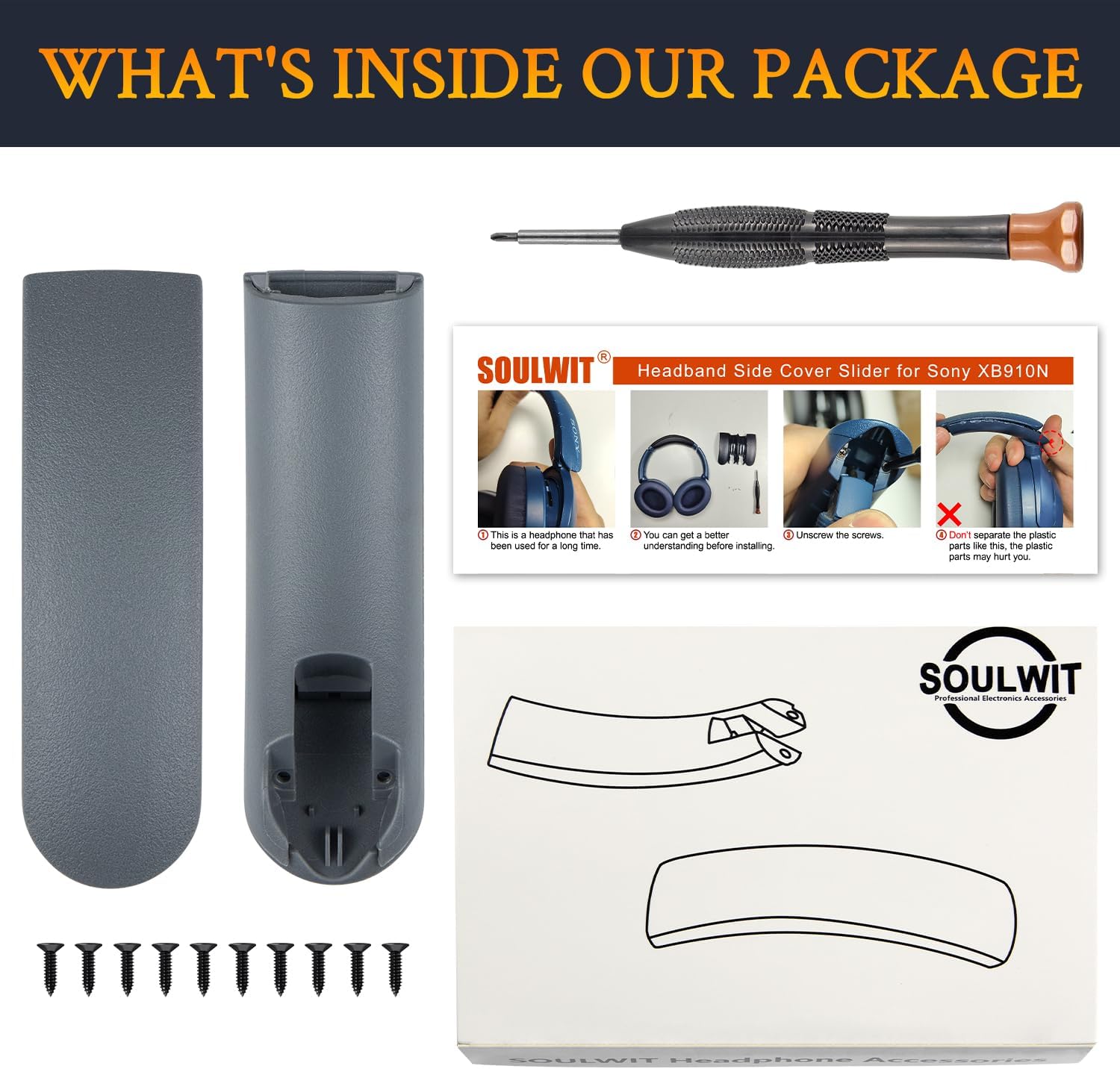 SOULWIT Headband Side Cover Slider for Sony WH-XB910N