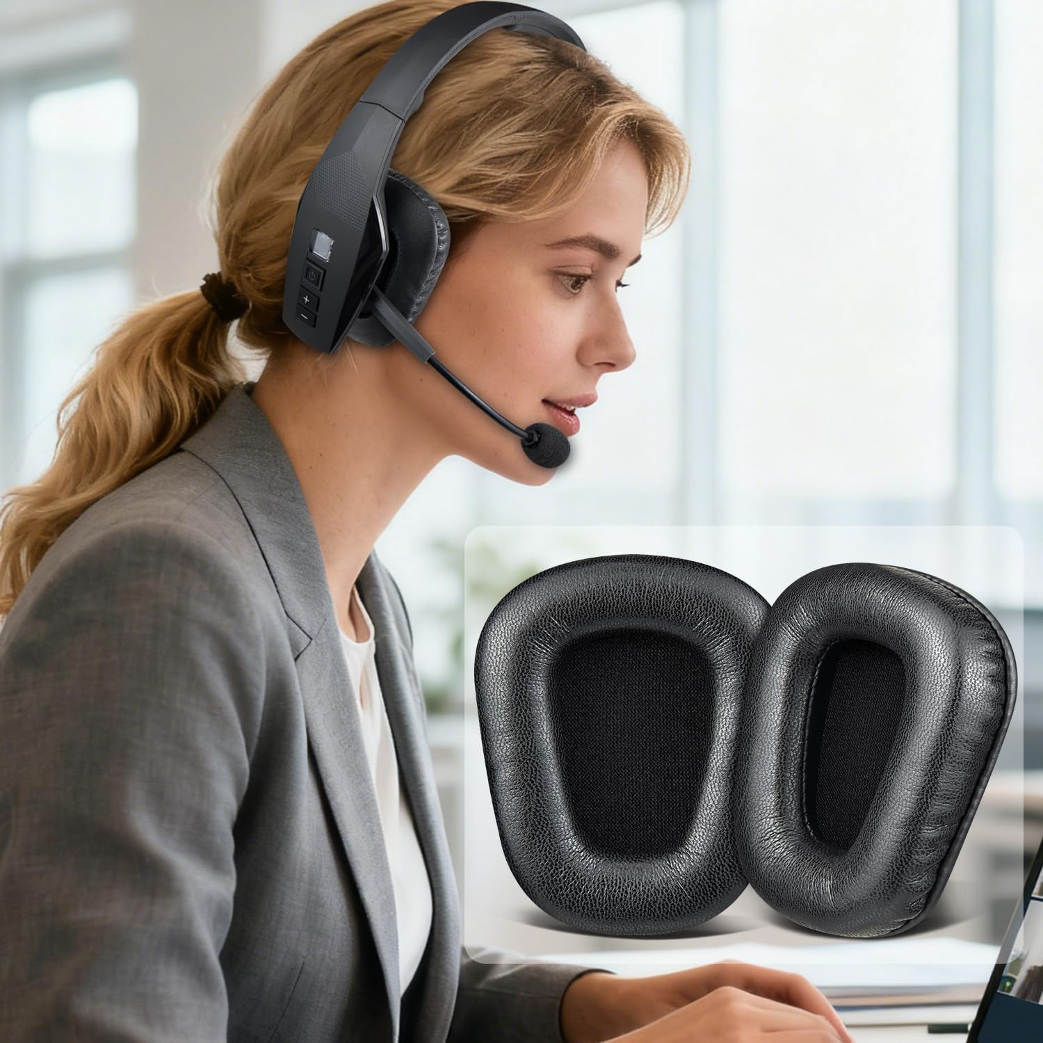 SOULWIT Earpads for BlueParrott B550-XT - Protein Leather