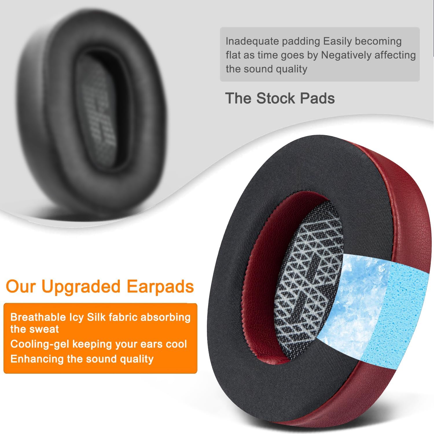 SOULWIT Earpads for JBL Live 500BT - Cooling Gel