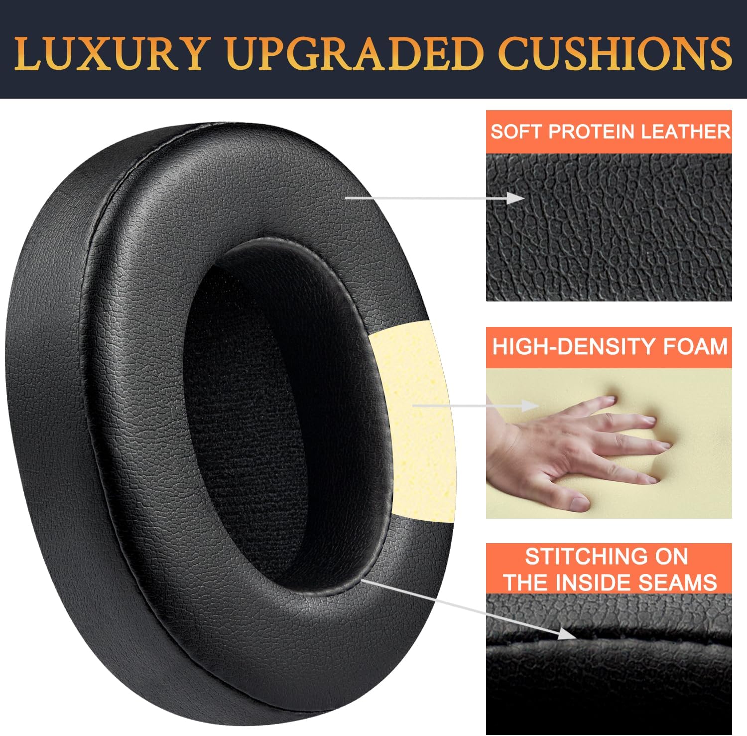 SOULWIT Earpads for Skullcandy Hesh 3/ANC/Evo & Crusher Wireless/ANC/Evo & Venue ANC - Protein Leather