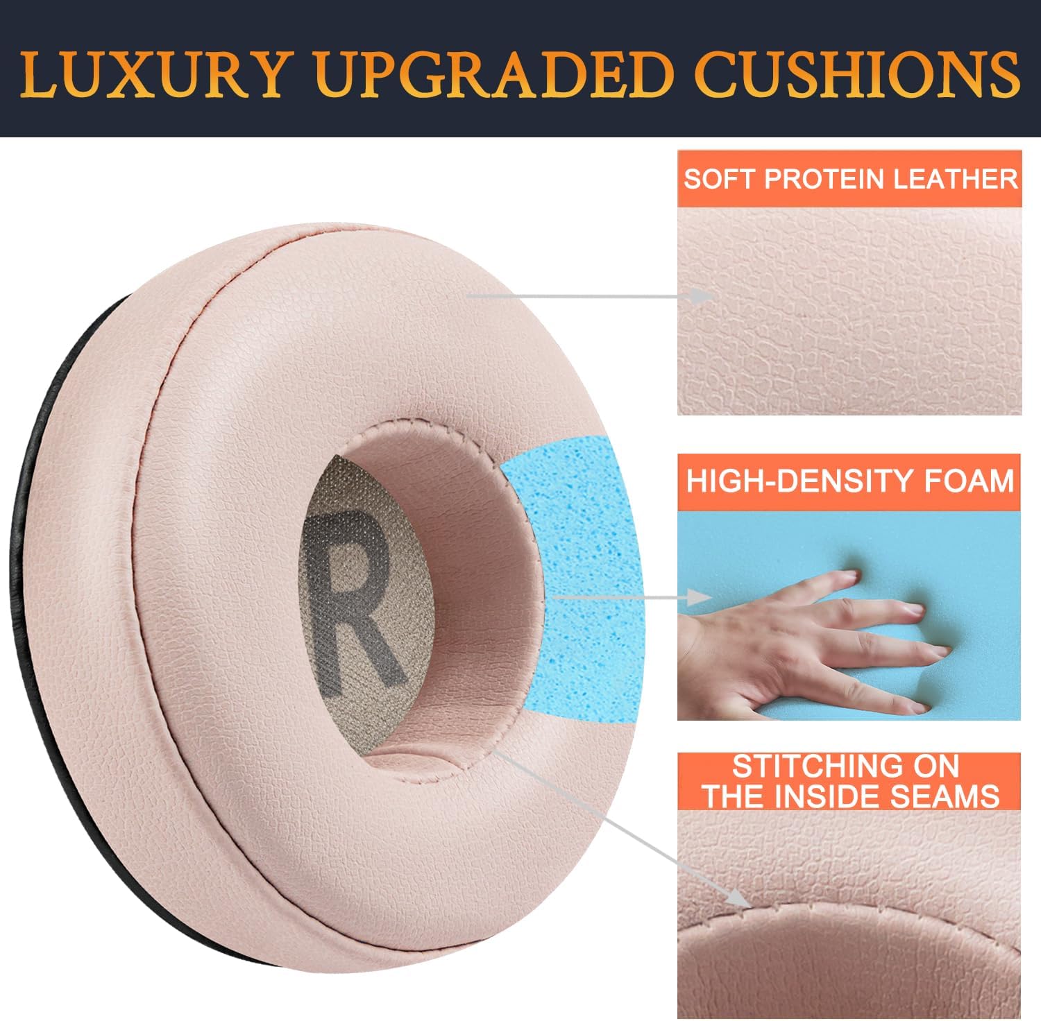 SOULWIT Earpads for JBL Tune 450BT/460BT/500BT/510BT/520BT/525BT/570BT, JR300BT, JR310BT, Junior 320BT, E40BT - Protein Leather