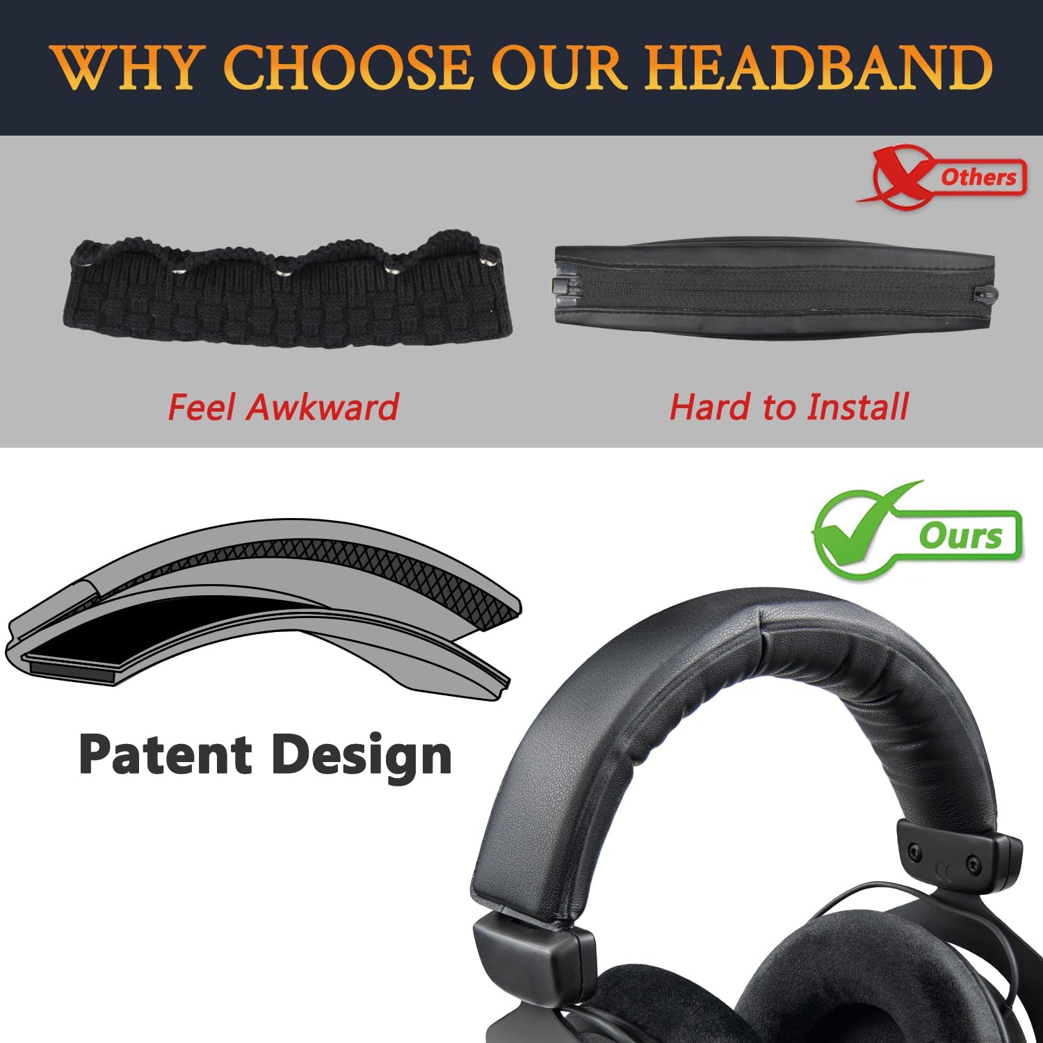 SOULWIT Headband Cover for Beyerdynamic DT 770 / DT 880 / DT 990 Series (Pro / Pro HT / M), DT 790, DT 797, HS 200, HS 400, MMX 300 (2nd Generation)