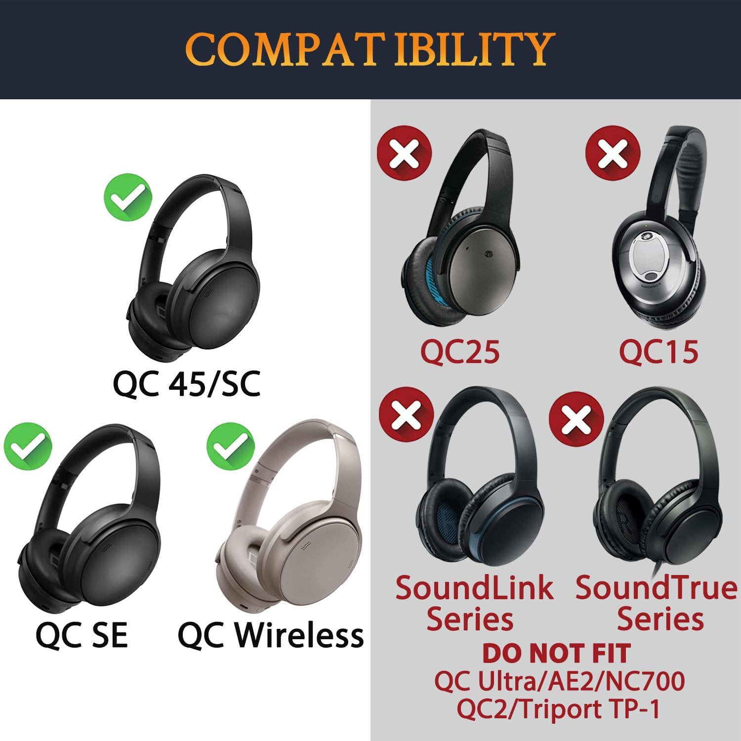 SOULWIT Earpads for Bose QuietComfort 45 Series - Protein Leather
