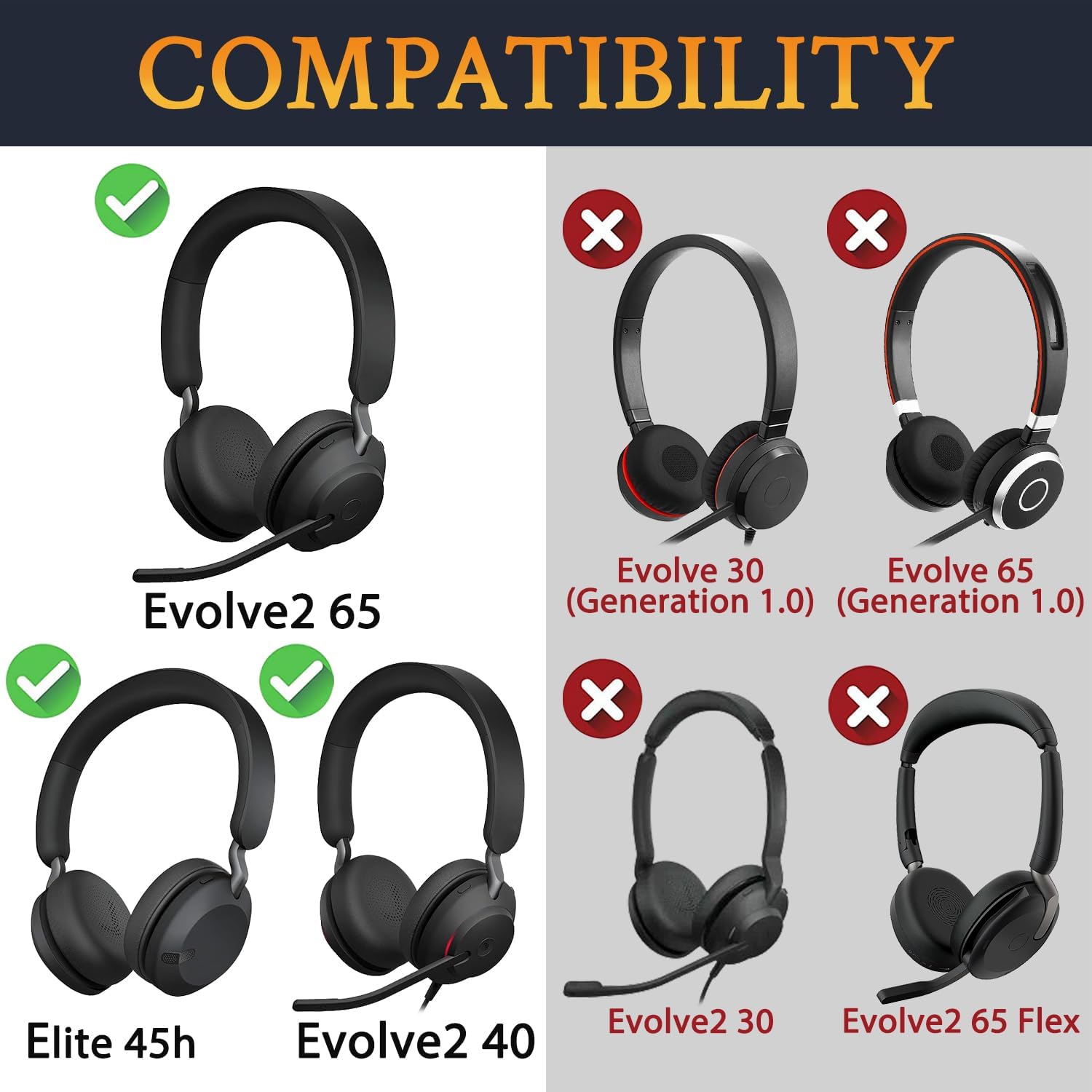 SOULWIT Earpads for Jabra Evolve2 65/40, Elite 45h - Cooling Gel