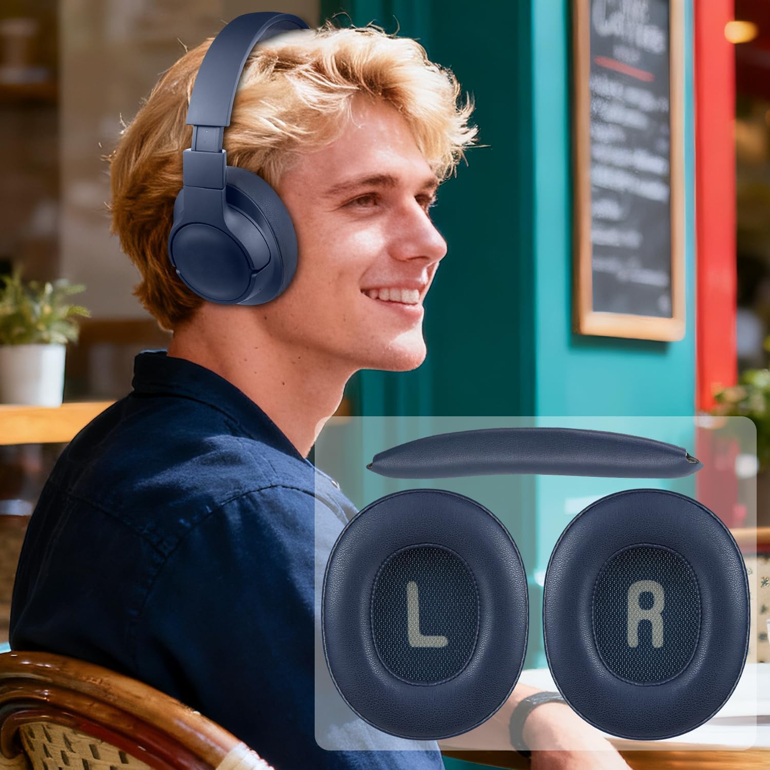 SOULWIT Replacement Kit for JBL Tune 700BT/710BT/720BT/750BTNC/760NC/770NC, Ear Pads + Headband