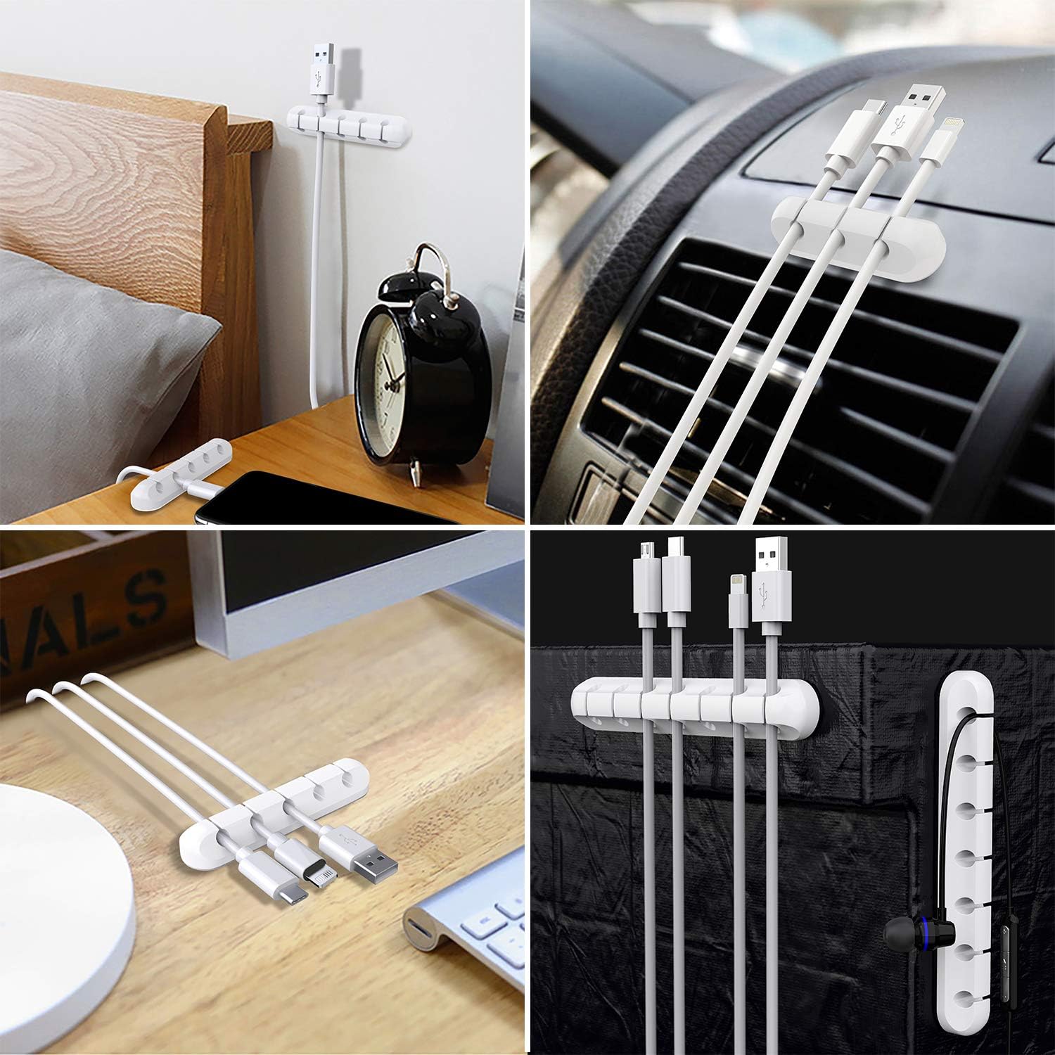SOULWIT Cable Holder Clips, 3-Pack Cable Management Cord Organizer Clips Silicone Self Adhesive