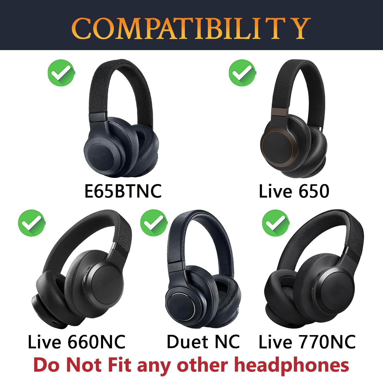SOULWIT Earpads for JBL E65BTNC, Live 650BTNC, Live 660NC, Live 770NC, Duet NC - Cooling Gel