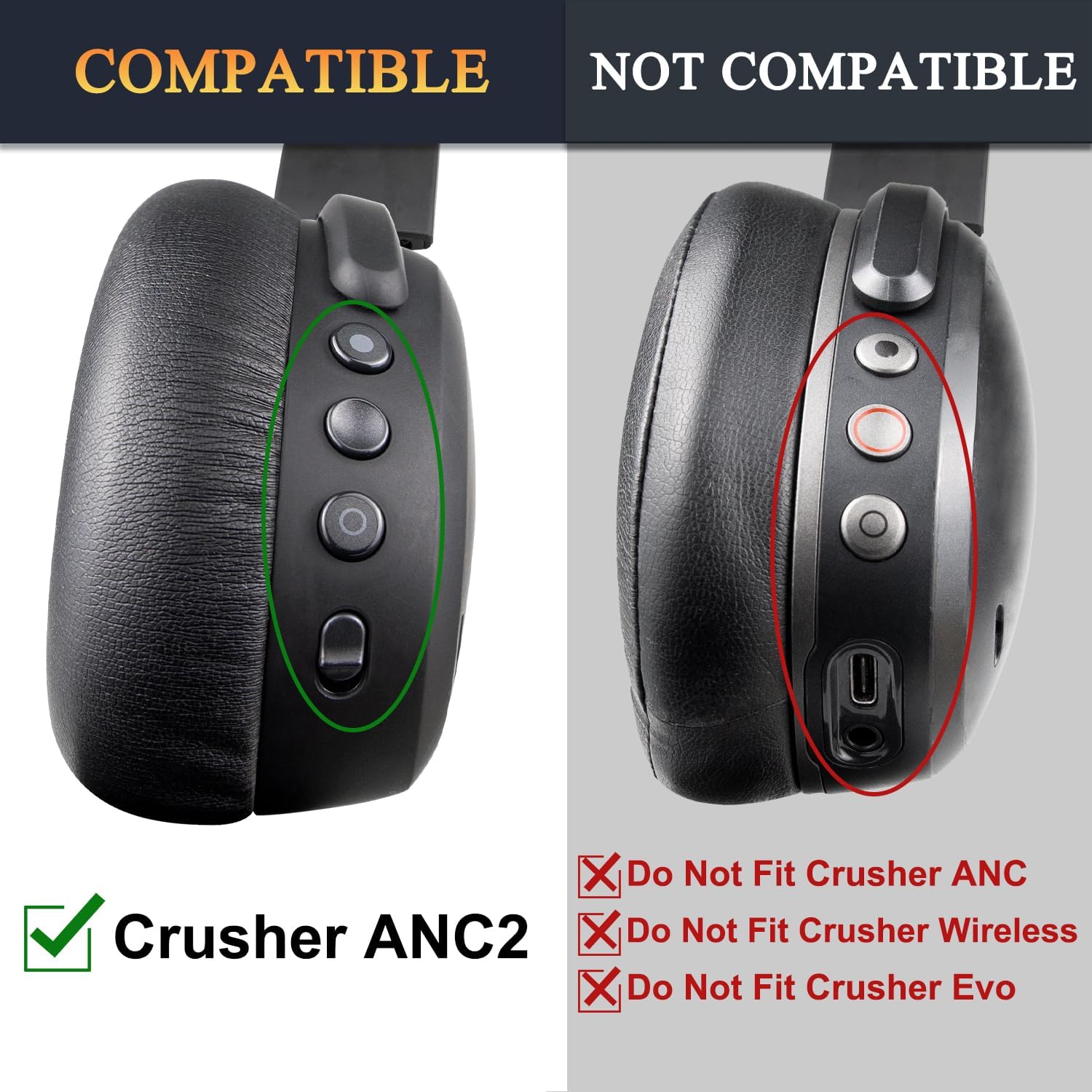 SOULWIT Earpads for Skullcandy Crusher ANC 2 - Protein Leather