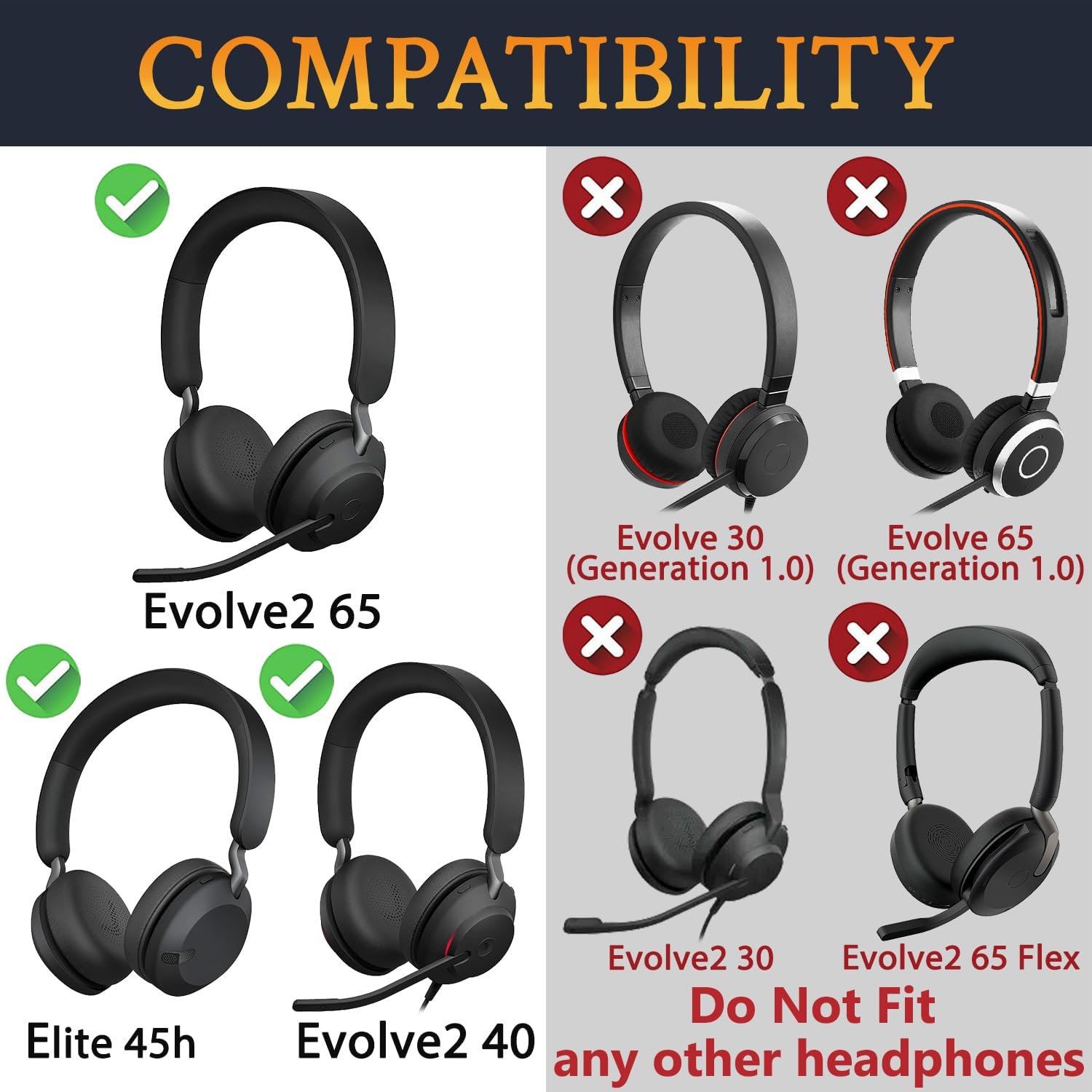 SOULWIT Earpads for Jabra Evolve2 65/40, Elite 45h - Micro Suede