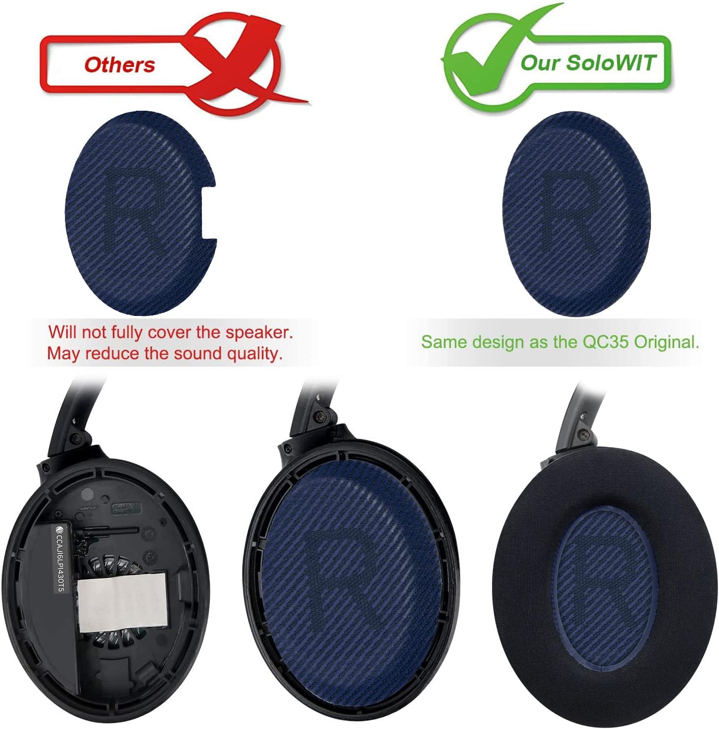 SoloWIT Earpads for Bose QuietComfort 35 Series - Cooling Gel