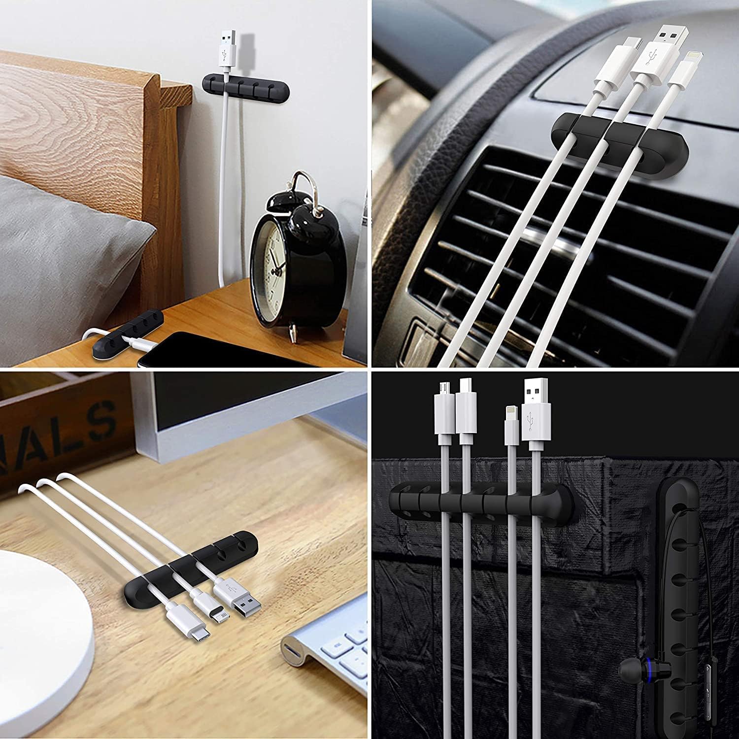 SOULWIT Cable Holder Clips, 3-Pack Cable Management Cord Organizer Clips Silicone Self Adhesive