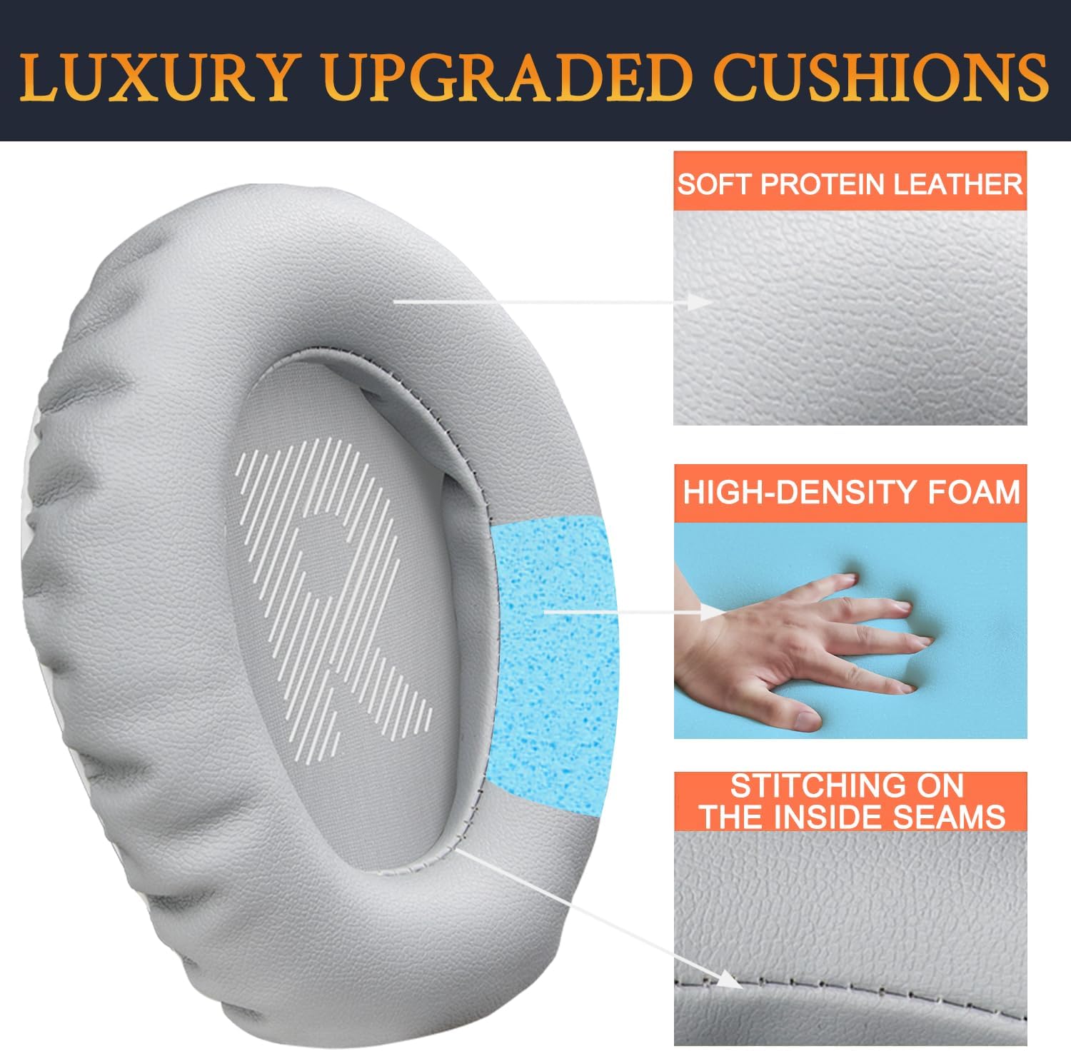 SOULWIT Earpads for JBL Quantum 100, 100X, 100P, 100M2, 350 - Protein Leather