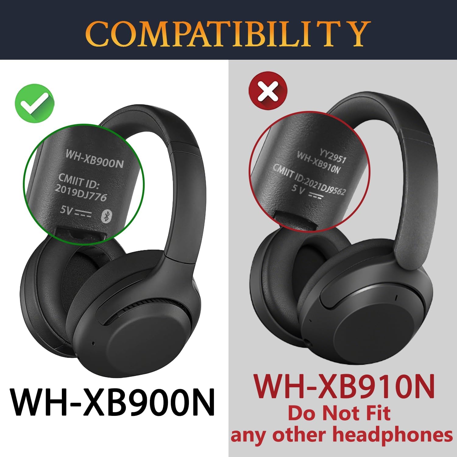 SOULWIT Earpads for Sony WH-XB900N, WH-CH710N, WH-CH720N, WH-RF400, MDR-RF895RK - Cooling Gel