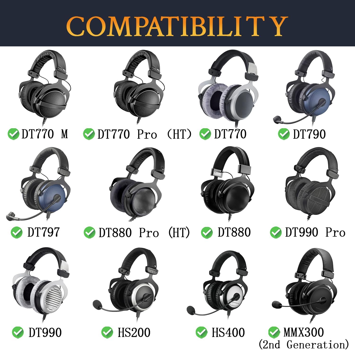 SOULWIT Headband Pad for Beyerdynamic DT 770 / DT 880 / DT 990 Series (Pro / Pro HT / M), DT 790, DT 797, HS 200, HS 400, MMX 300 (2nd Generation)