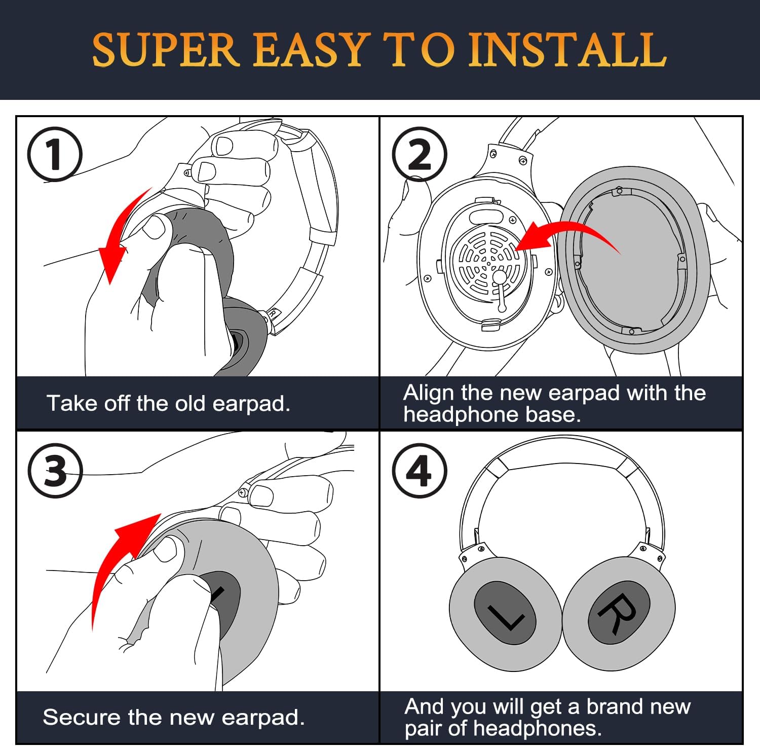 SOULWIT Earpads for TOZO HT2, HT3 - Protein Leather
