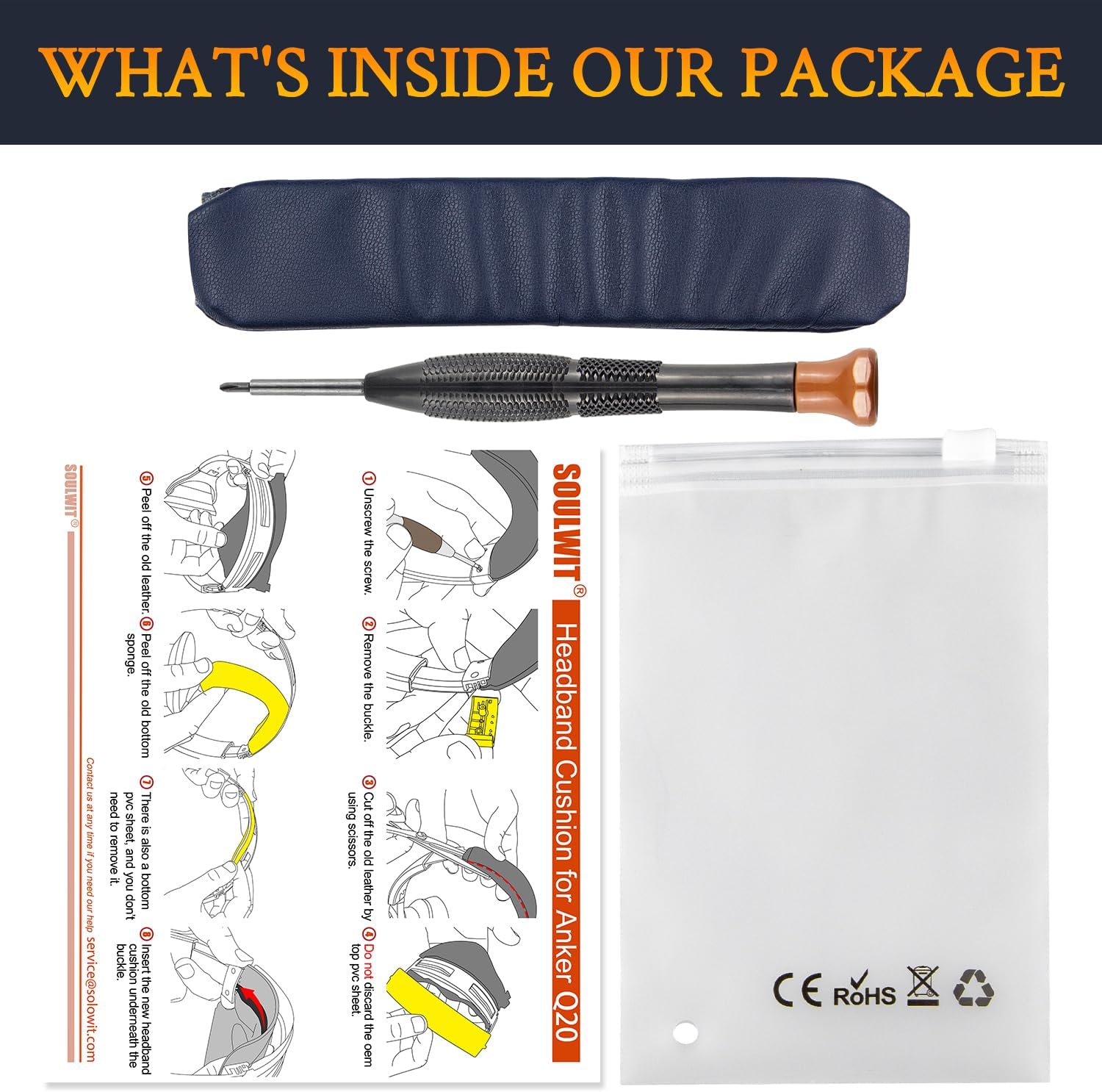 SOULWIT Headband for Anker Soundcore Life 2 / Life Q20 / Life Q20+ / Q20i