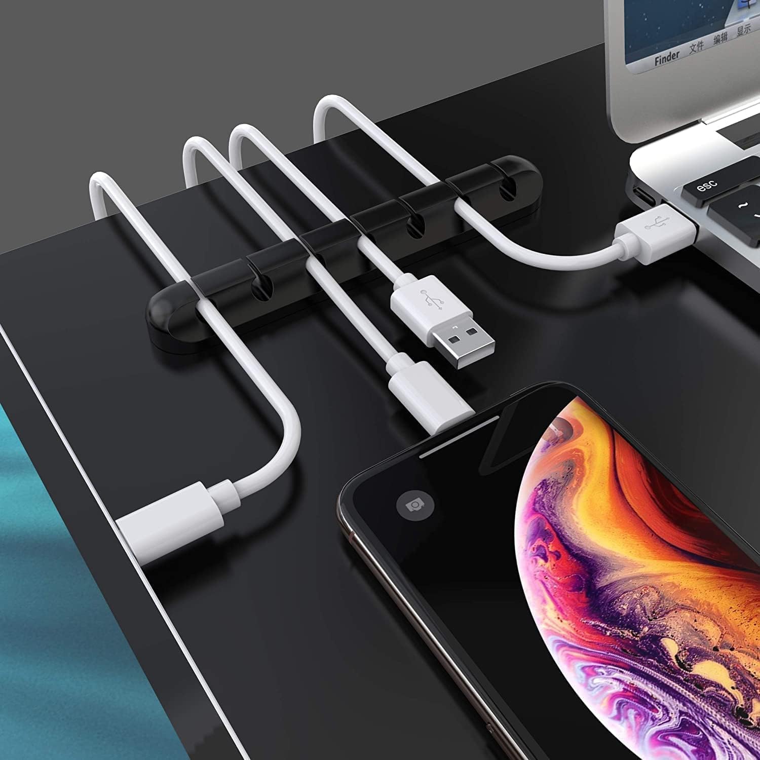 SOULWIT Cable Holder Clips, 3-Pack Cable Management Cord Organizer Clips Silicone Self Adhesive